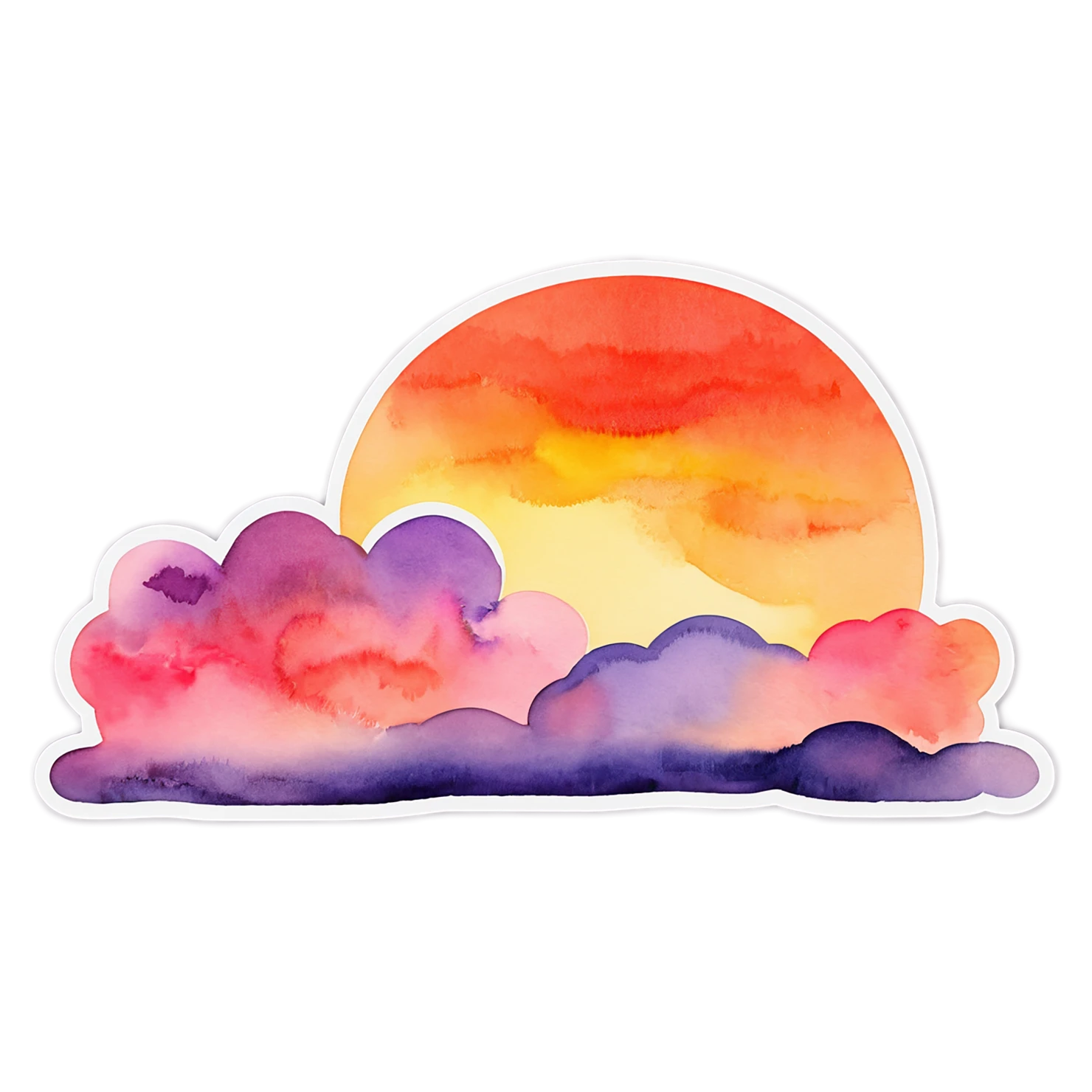 Sunset watercolor sticker isolated on transparent background #22570