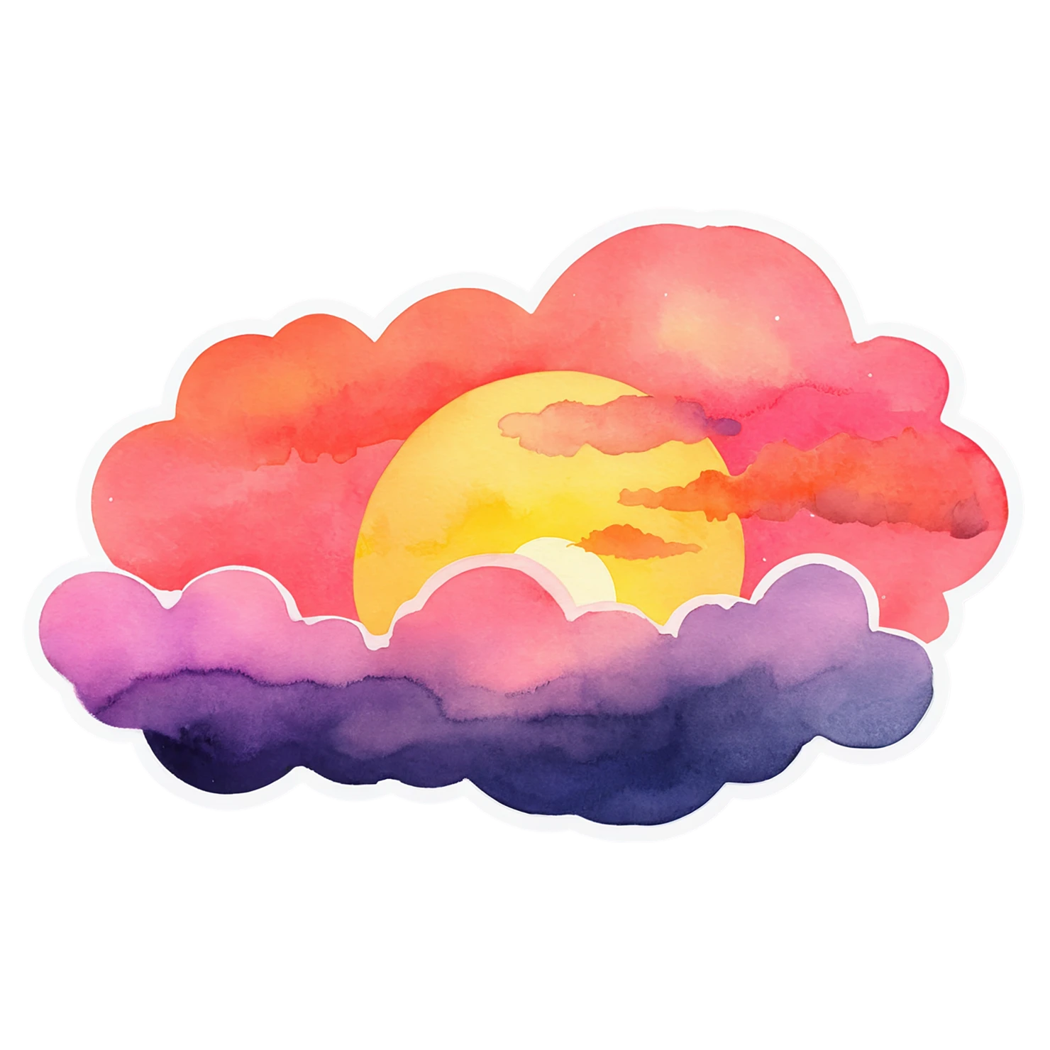 Sunset watercolor sticker isolated on transparent background #22571