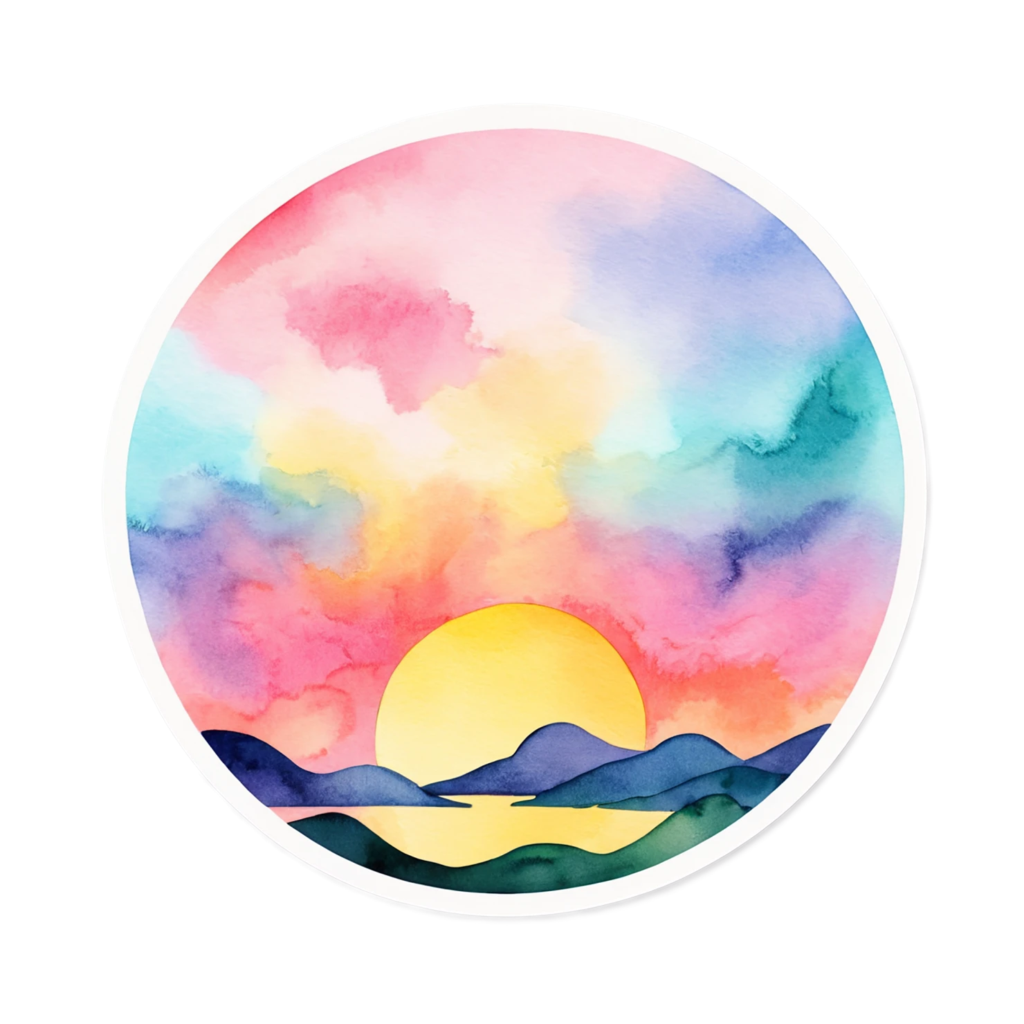 Sunset watercolor sticker isolated on transparent background #22572