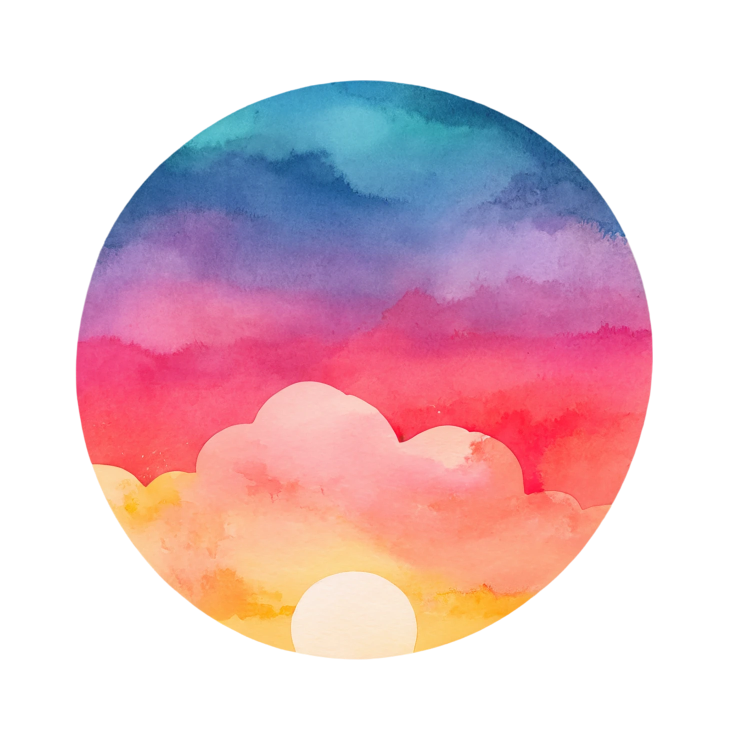 Sunset watercolor sticker isolated on transparent background #22573