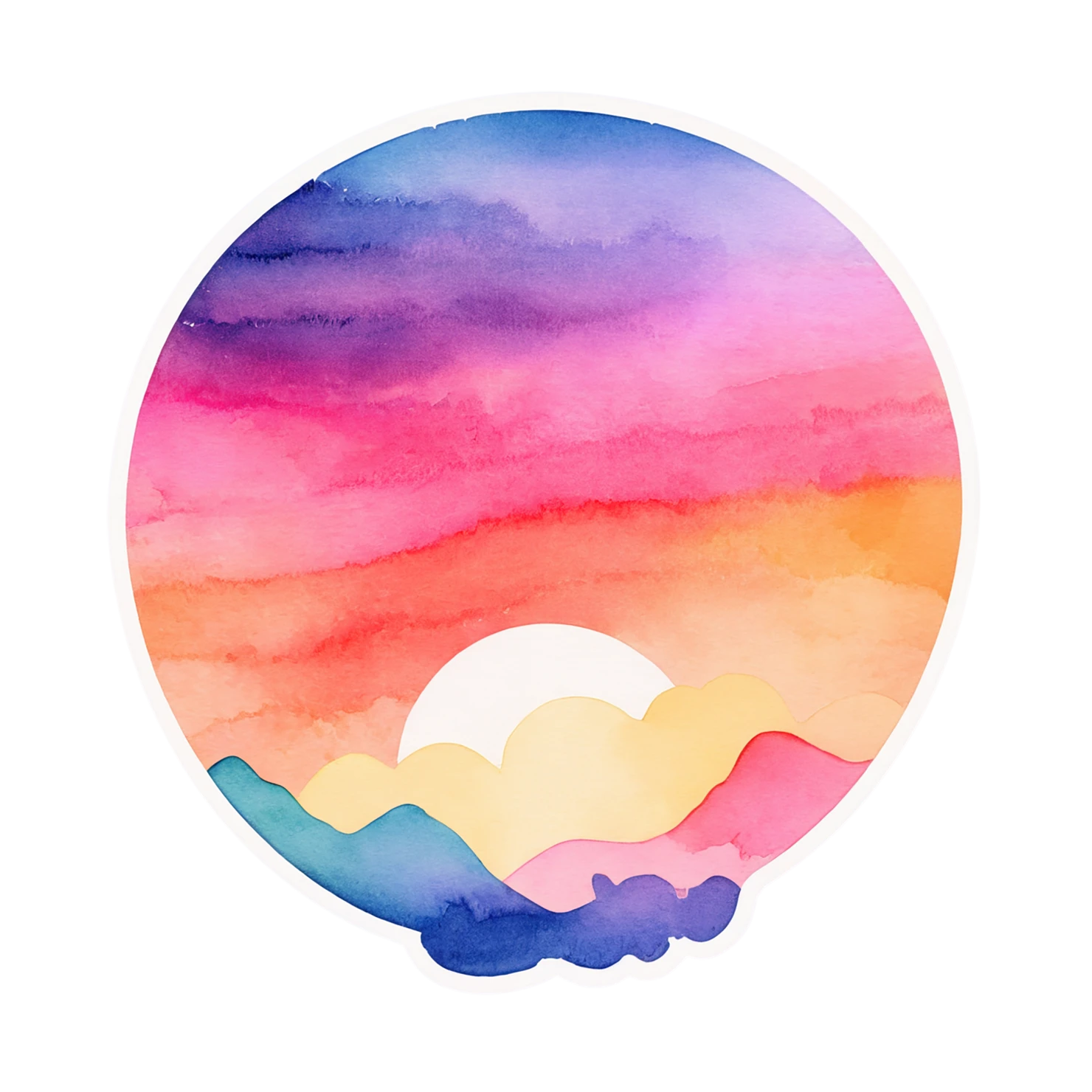 Sunset watercolor sticker isolated on transparent background #22574