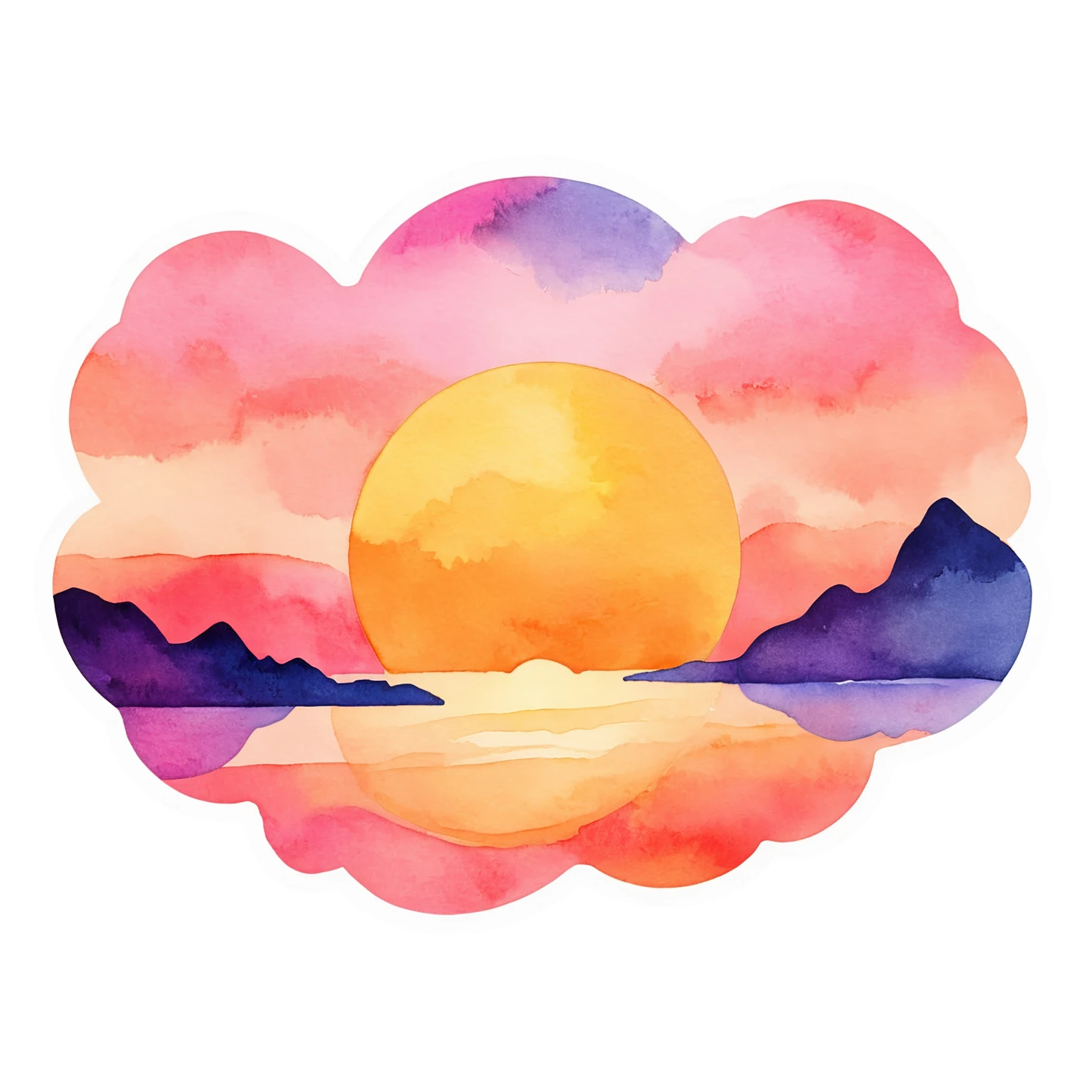 Sunset watercolor sticker isolated on transparent background #22575