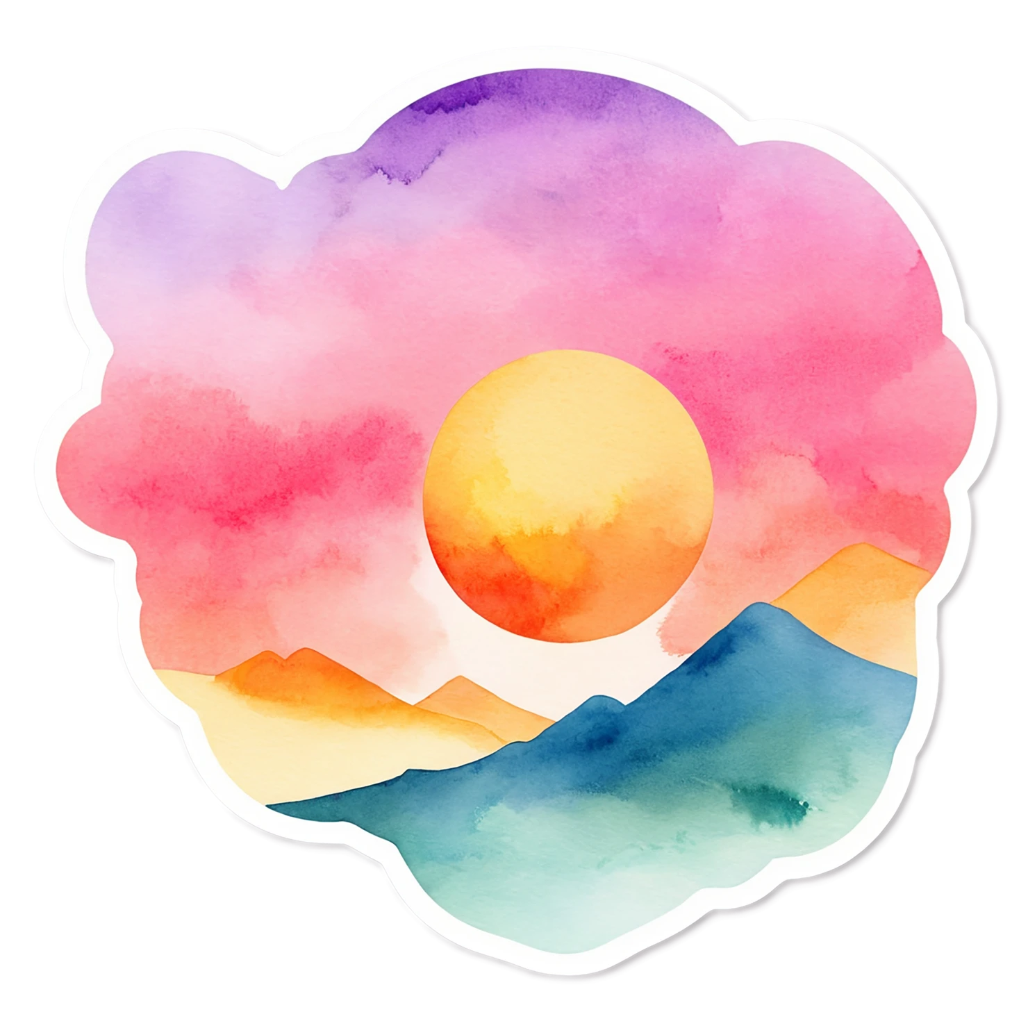 Sunset watercolor sticker isolated on transparent background #22576