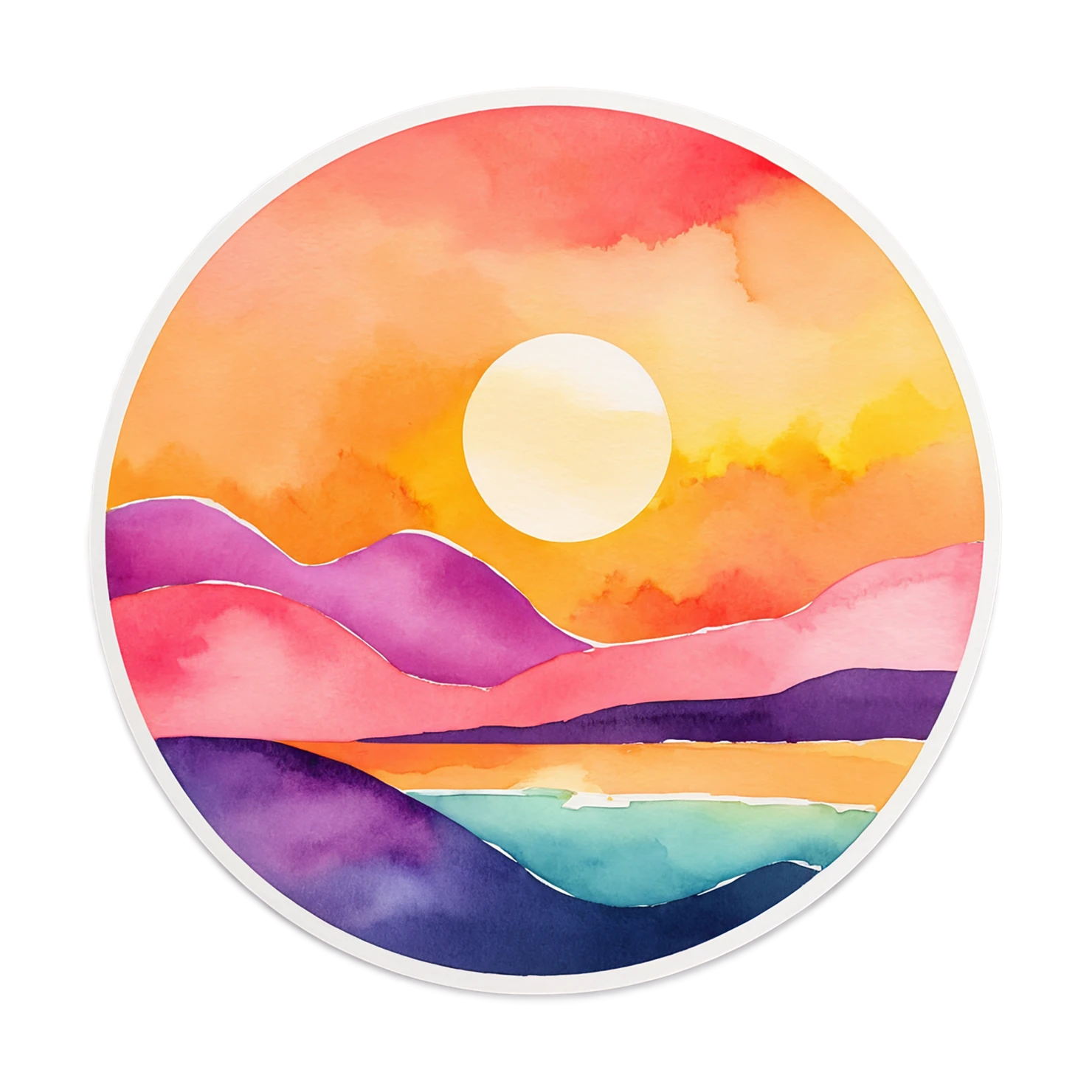 Sunset watercolor sticker isolated on transparent background #22578