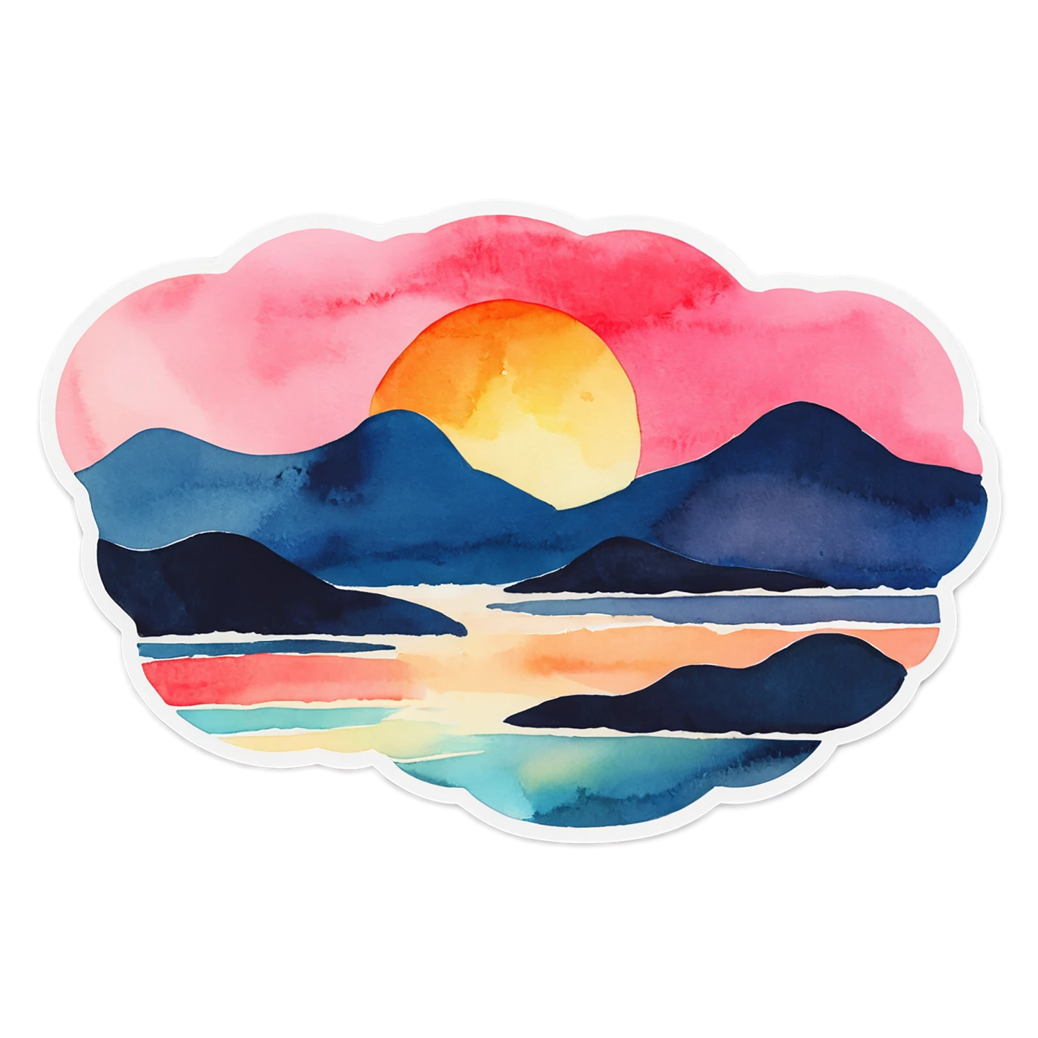 Sunset watercolor sticker isolated on transparent background #22579
