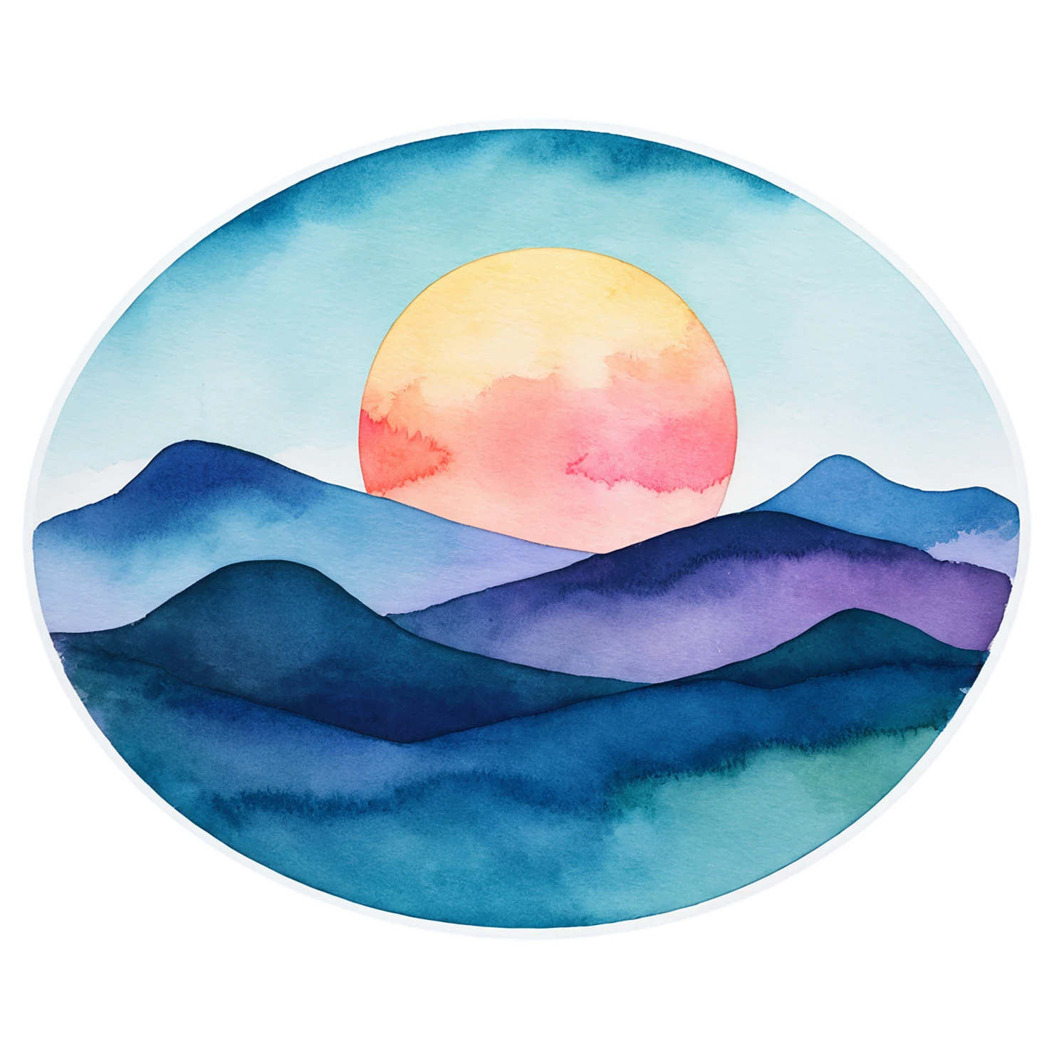 Sunset watercolor sticker isolated on transparent background #22580