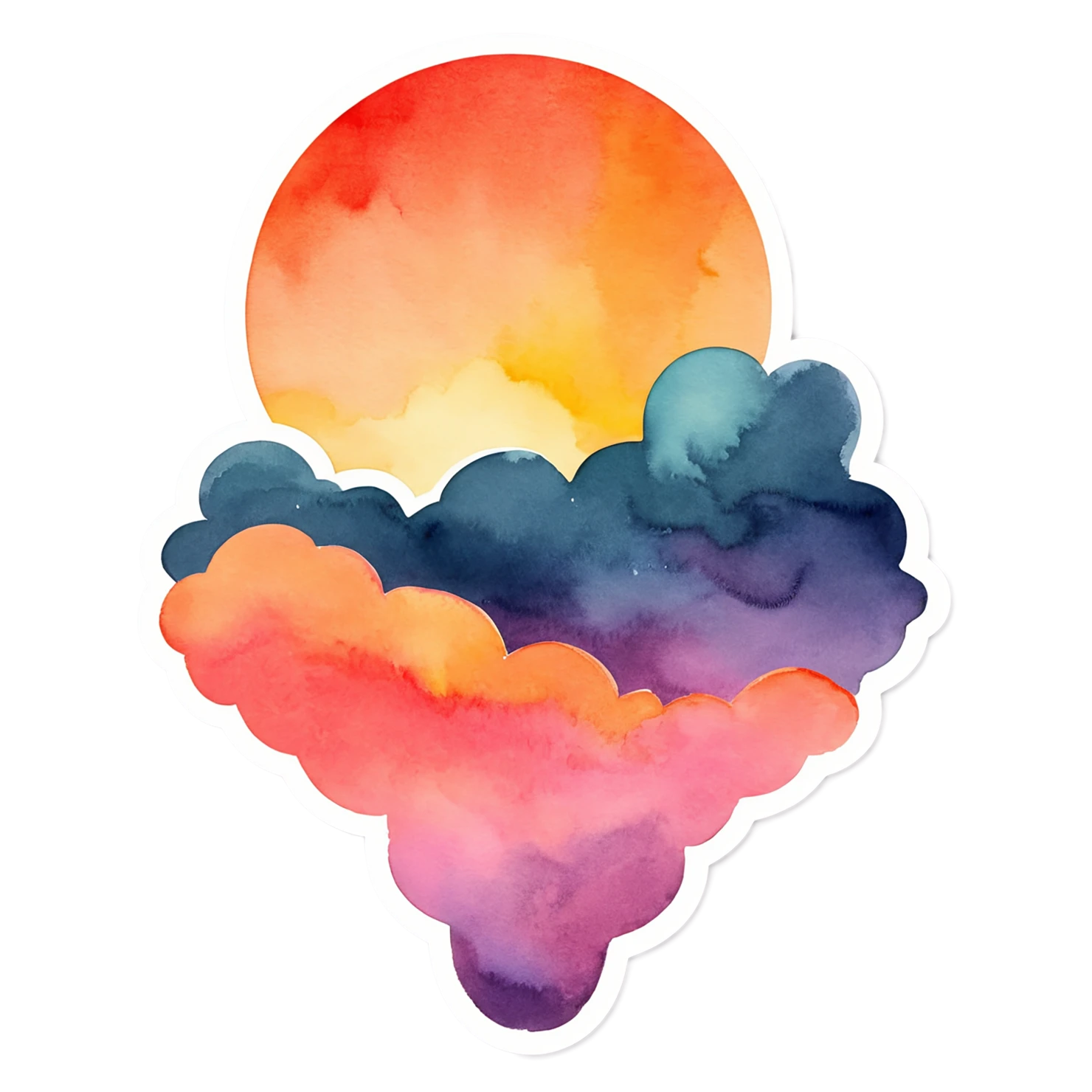 Sunset watercolor sticker isolated on transparent background #22582