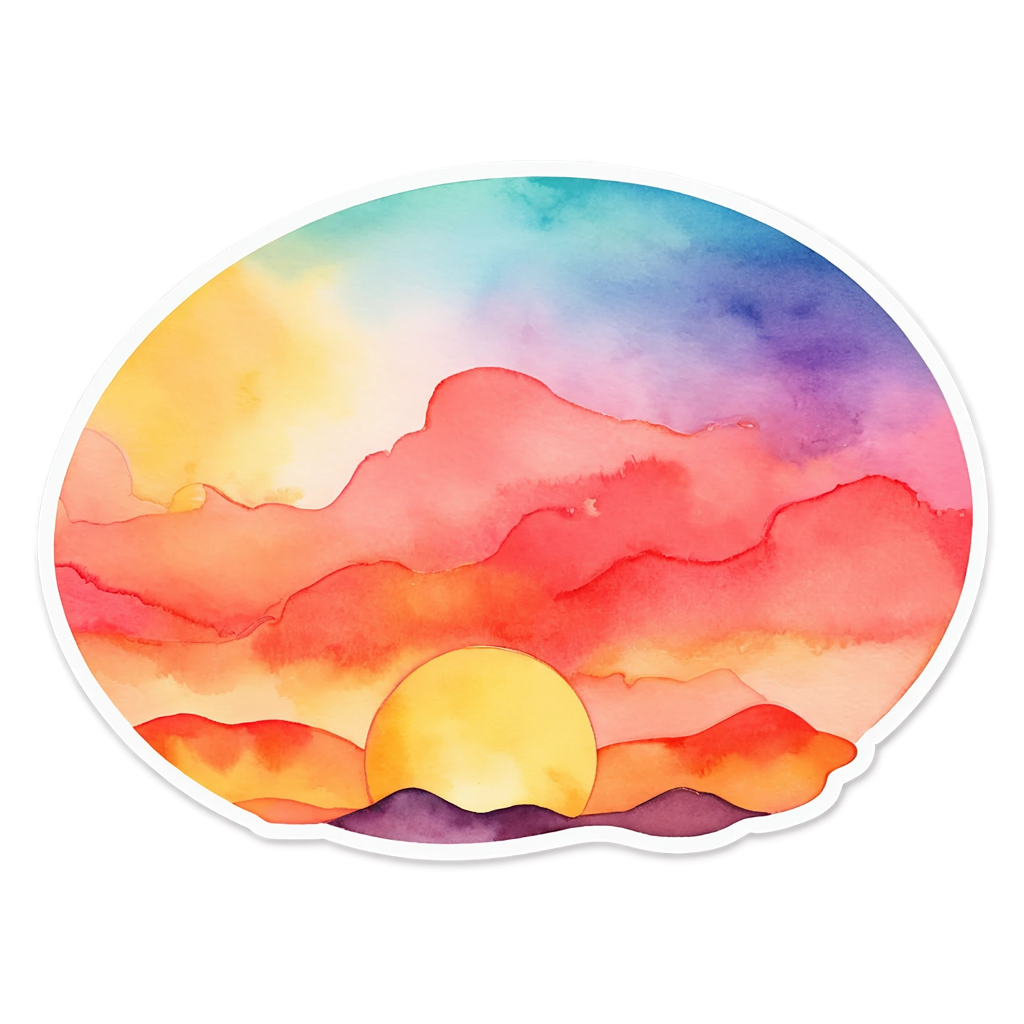 Sunset watercolor sticker isolated on transparent background #22583