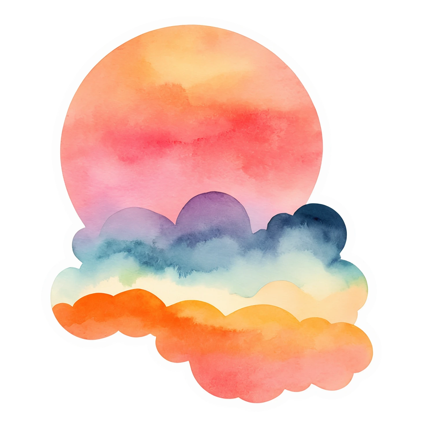 Sunset watercolor sticker isolated on transparent background #22584