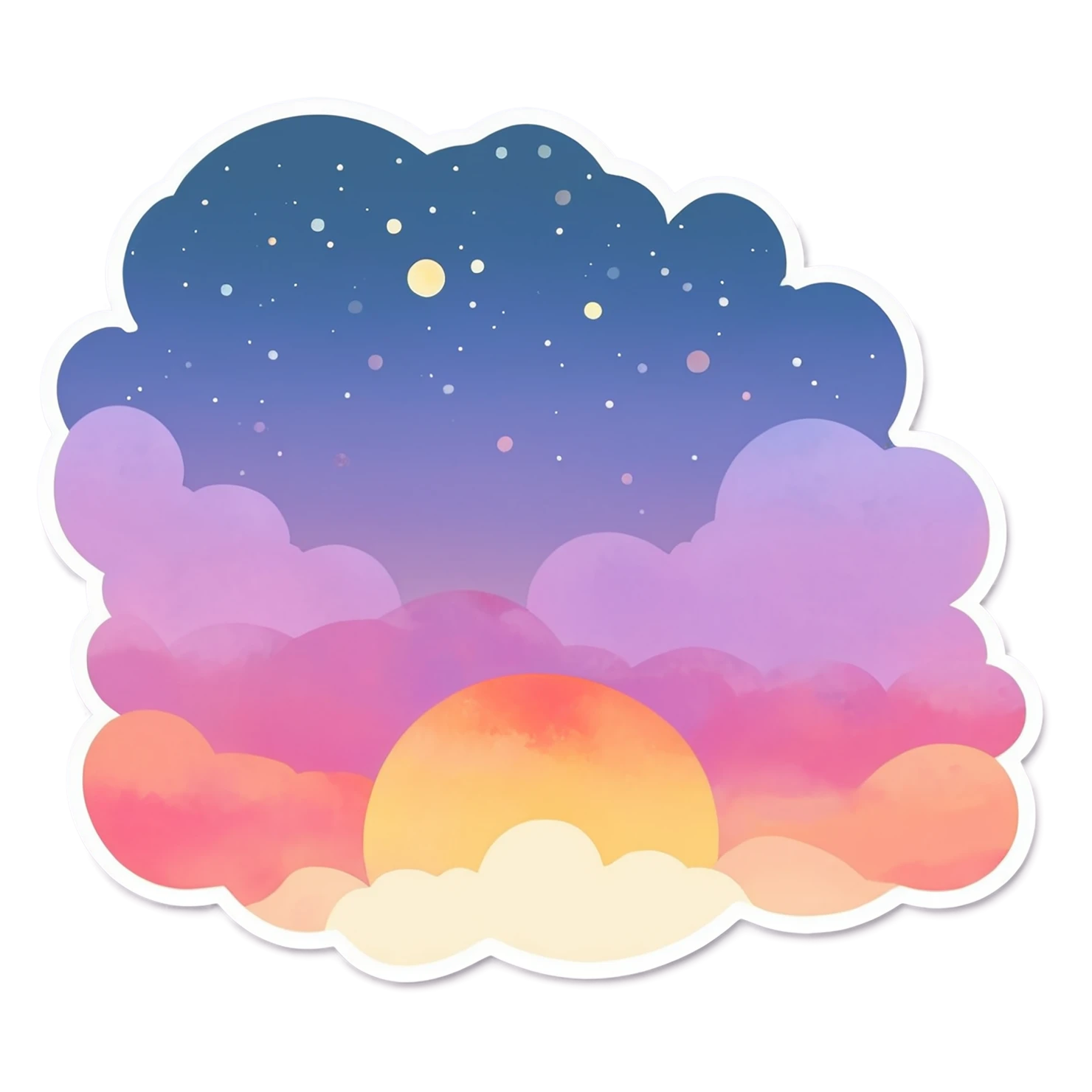 Sunset watercolor sticker isolated on transparent background #22585