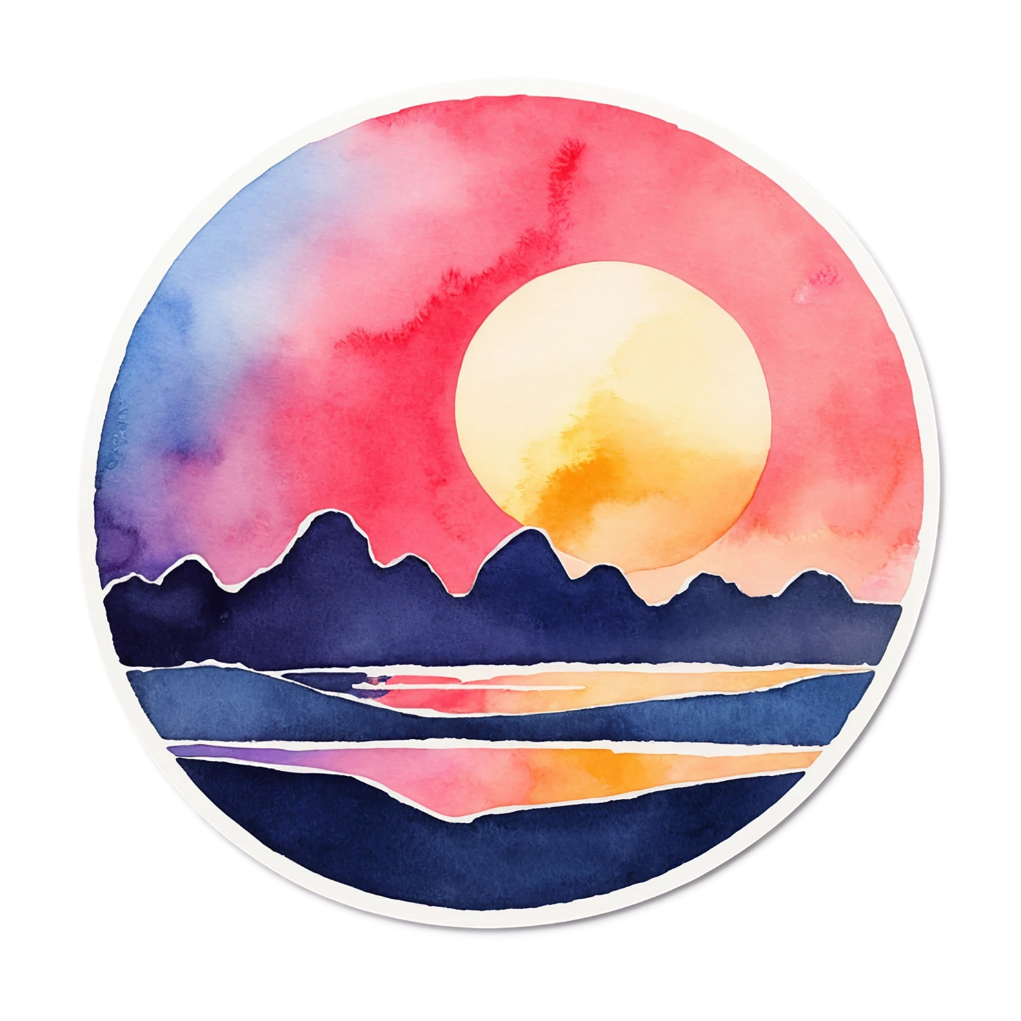 Sunset watercolor sticker isolated on transparent background #22586
