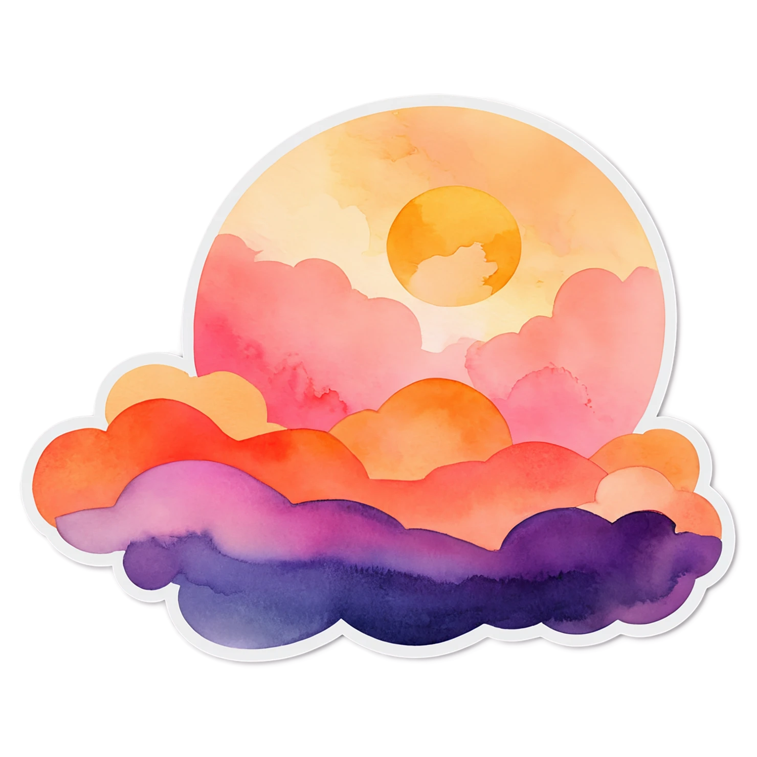 Sunset watercolor sticker isolated on transparent background #22588