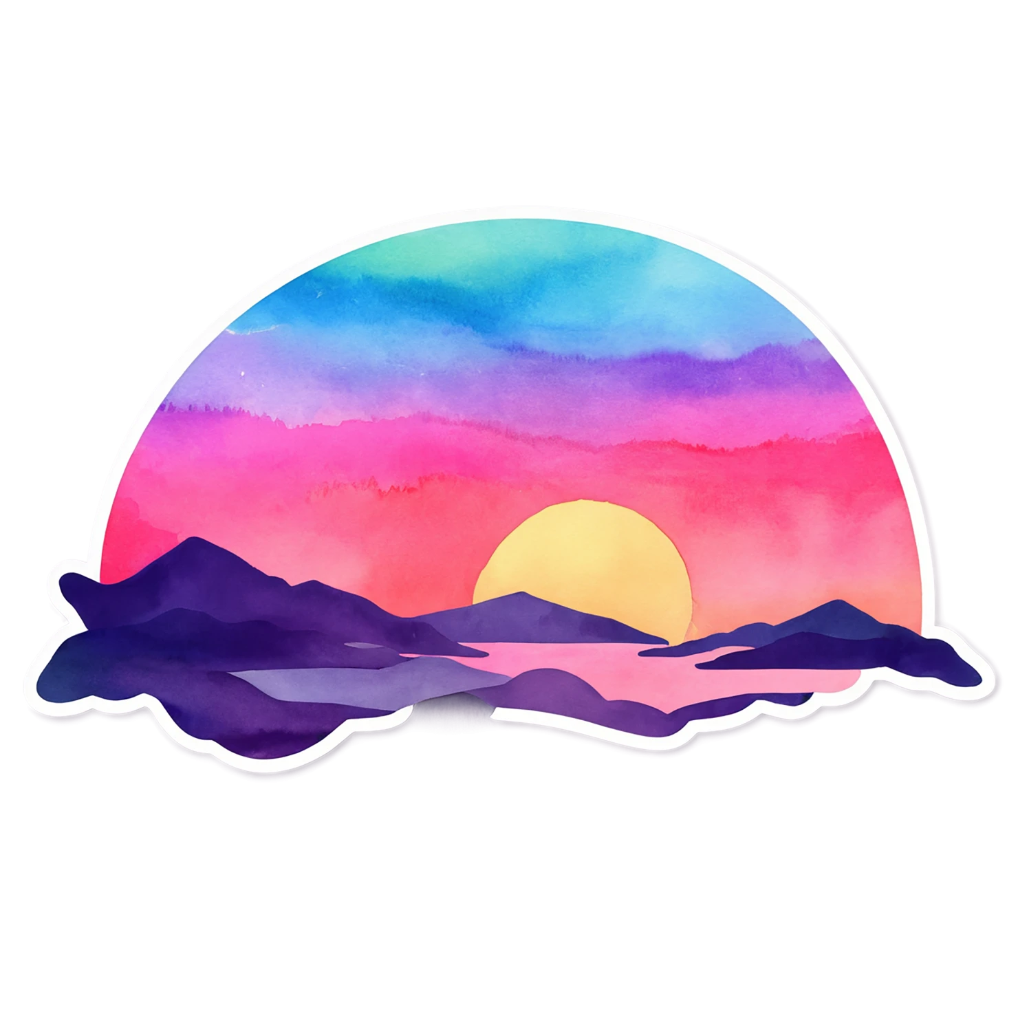 Sunset watercolor sticker isolated on transparent background #22589