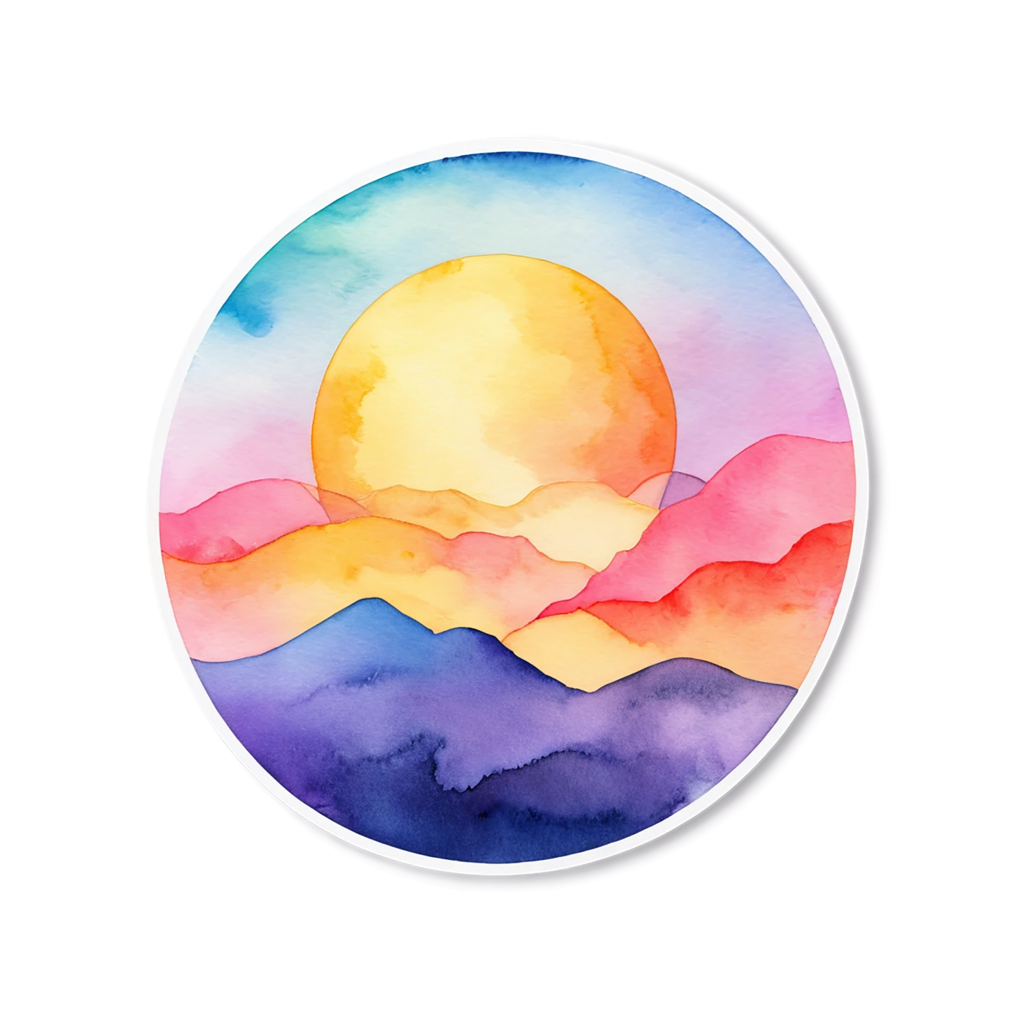 Sunset watercolor sticker isolated on transparent background #22591