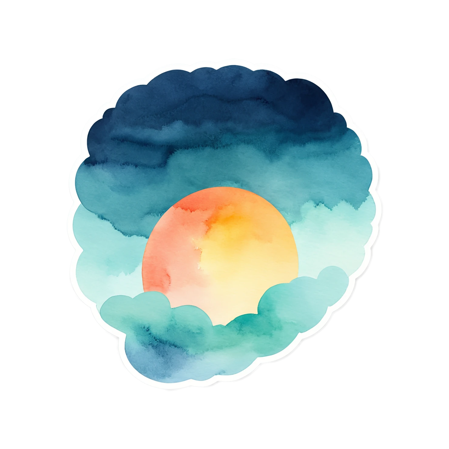 Sunset watercolor sticker isolated on transparent background #22592