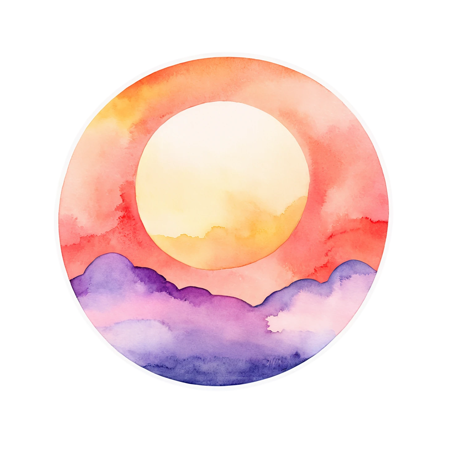 Sunset watercolor sticker isolated on transparent background #22594
