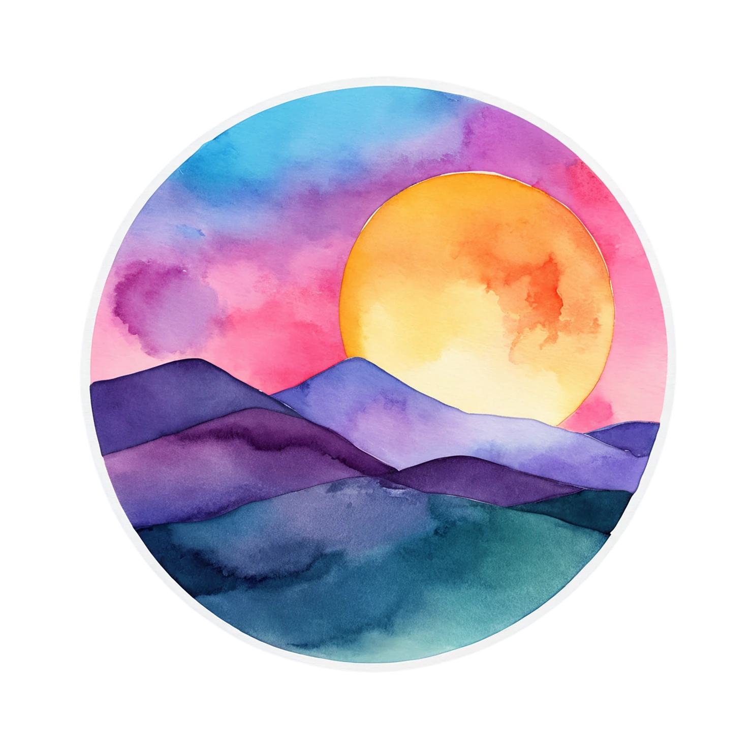 Sunset watercolor sticker isolated on transparent background #22596