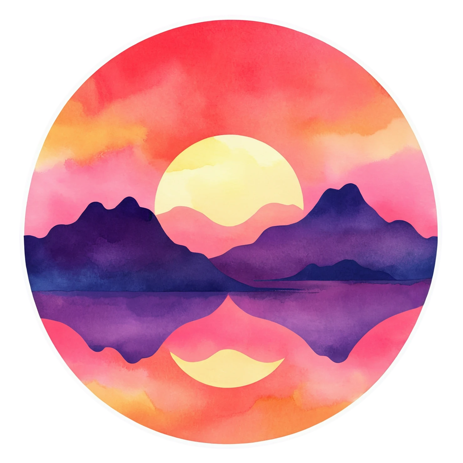 Sunset watercolor sticker isolated on transparent background #22599