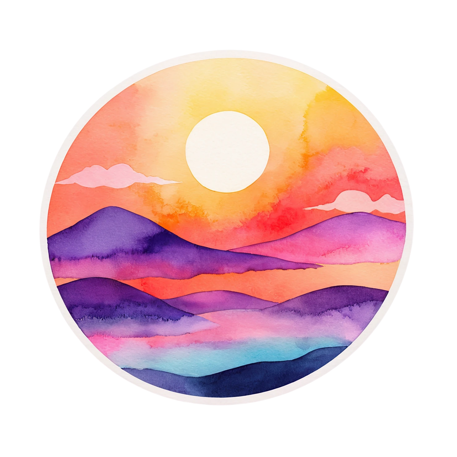 Sunset watercolor sticker isolated on transparent background #22600