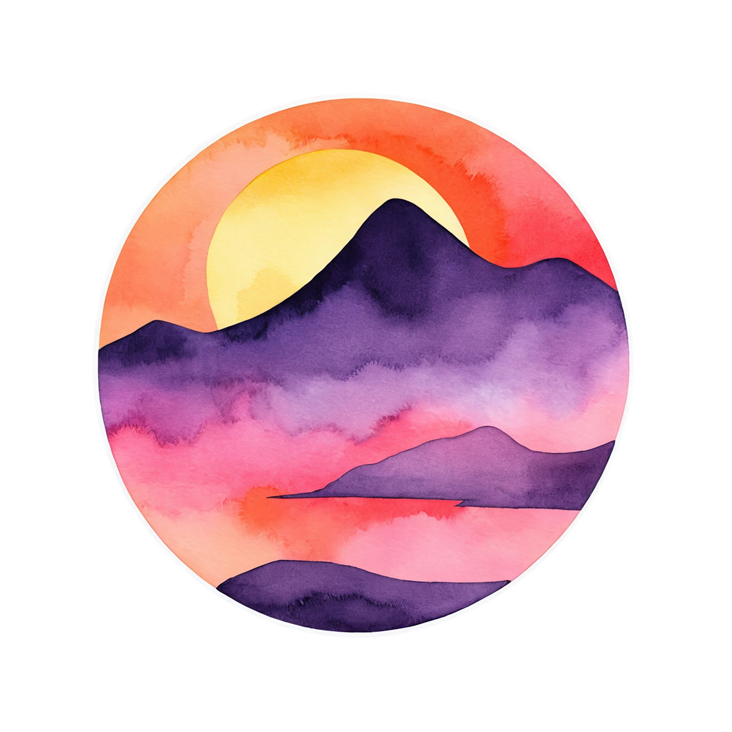 Sunset watercolor sticker isolated on transparent background #22601