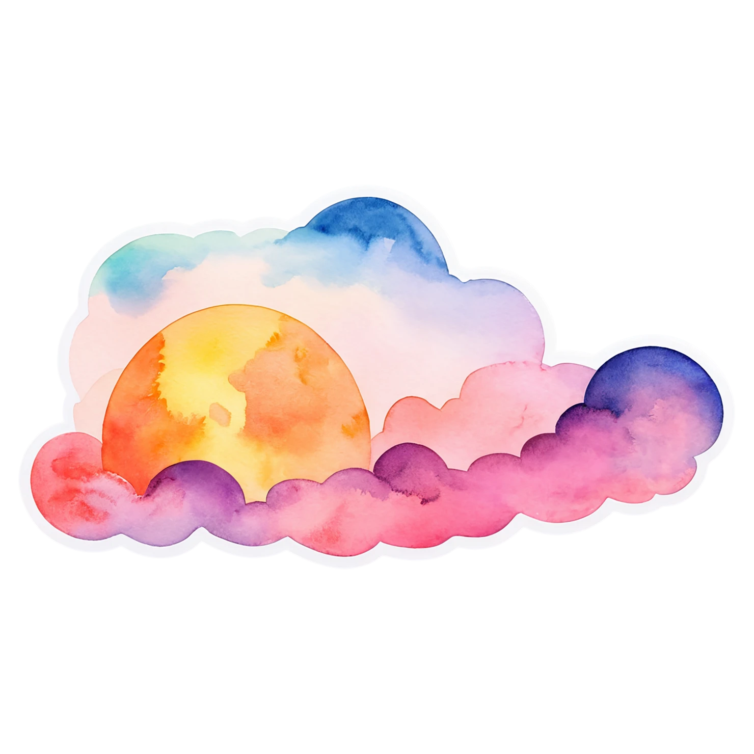 Sunset watercolor sticker isolated on transparent background #22602