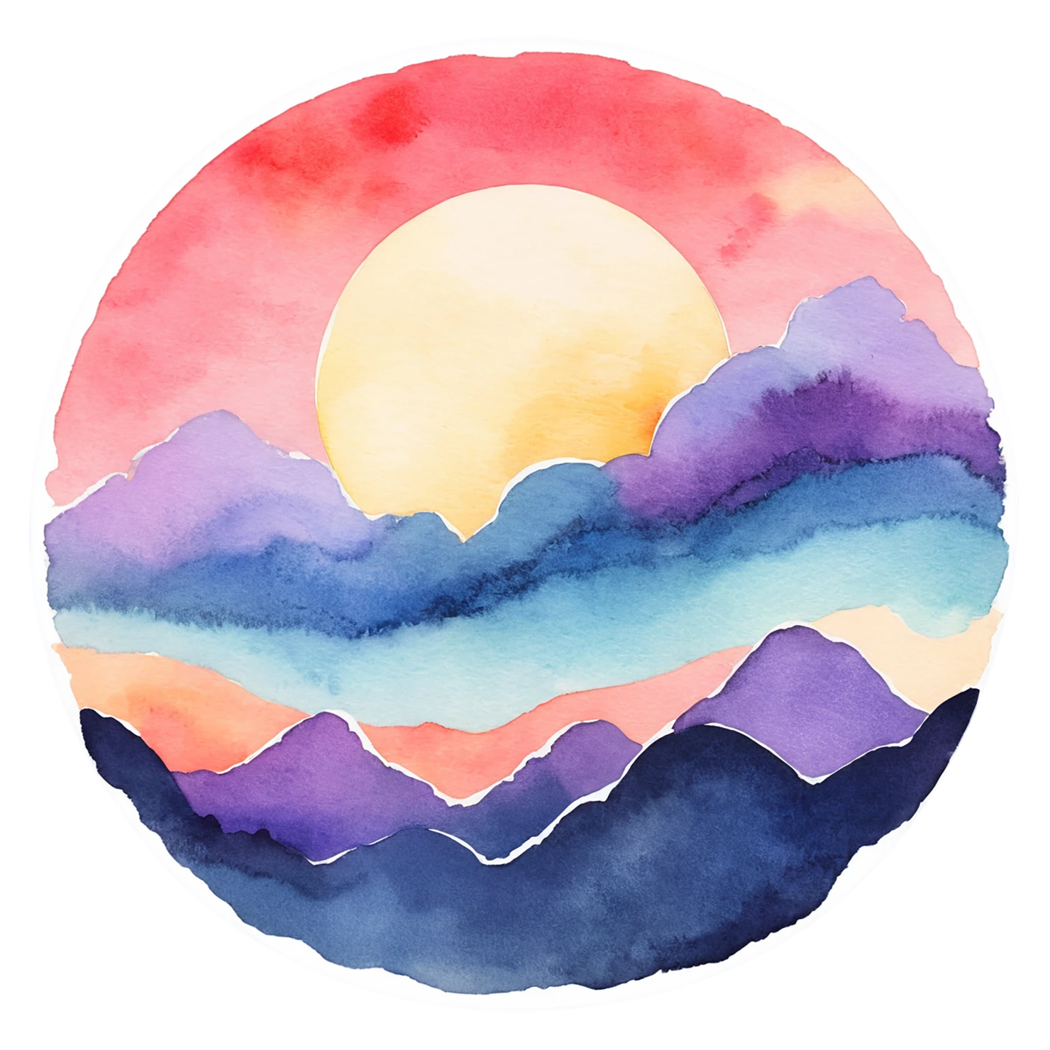 Sunset watercolor sticker isolated on transparent background #22605