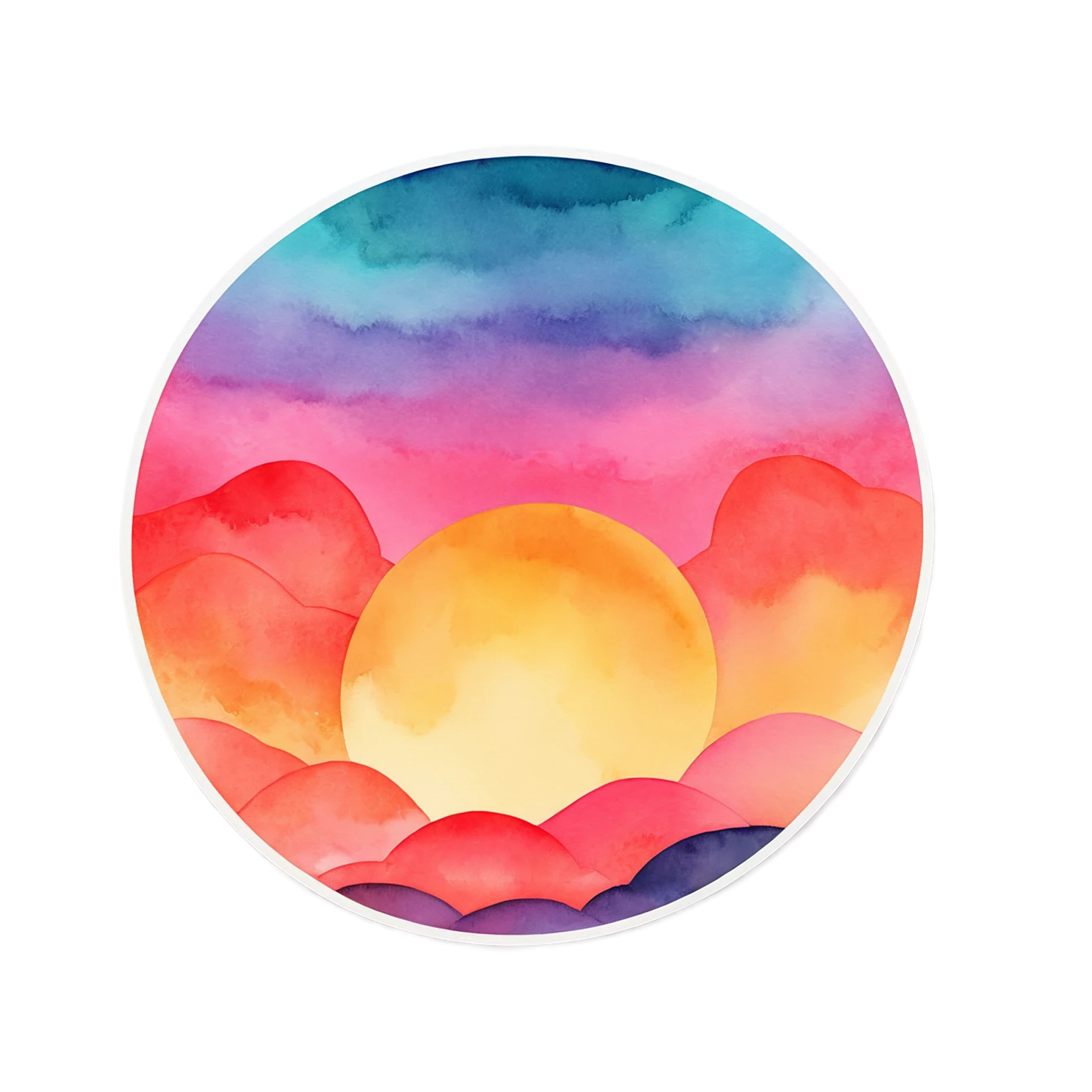 Sunset watercolor sticker isolated on transparent background #22606