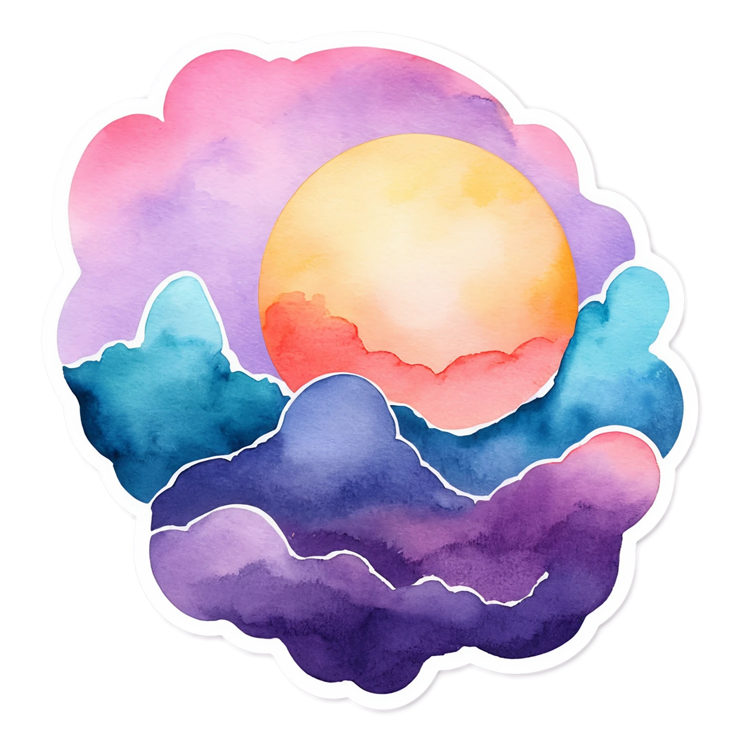 Sunset watercolor sticker isolated on transparent background #22607