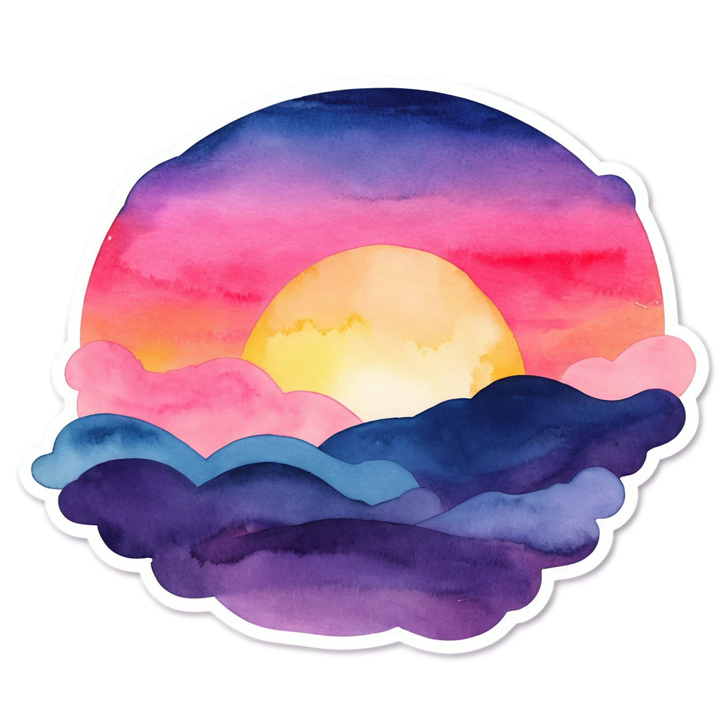 Sunset watercolor sticker isolated on transparent background #22608