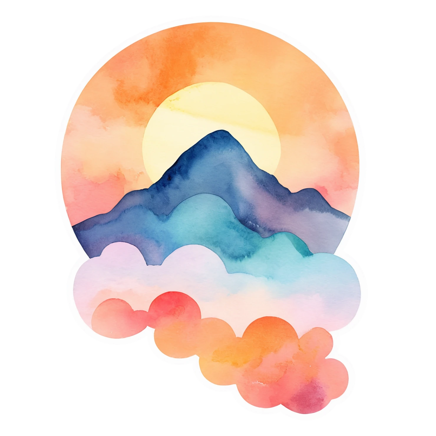 Sunset watercolor sticker isolated on transparent background #22609