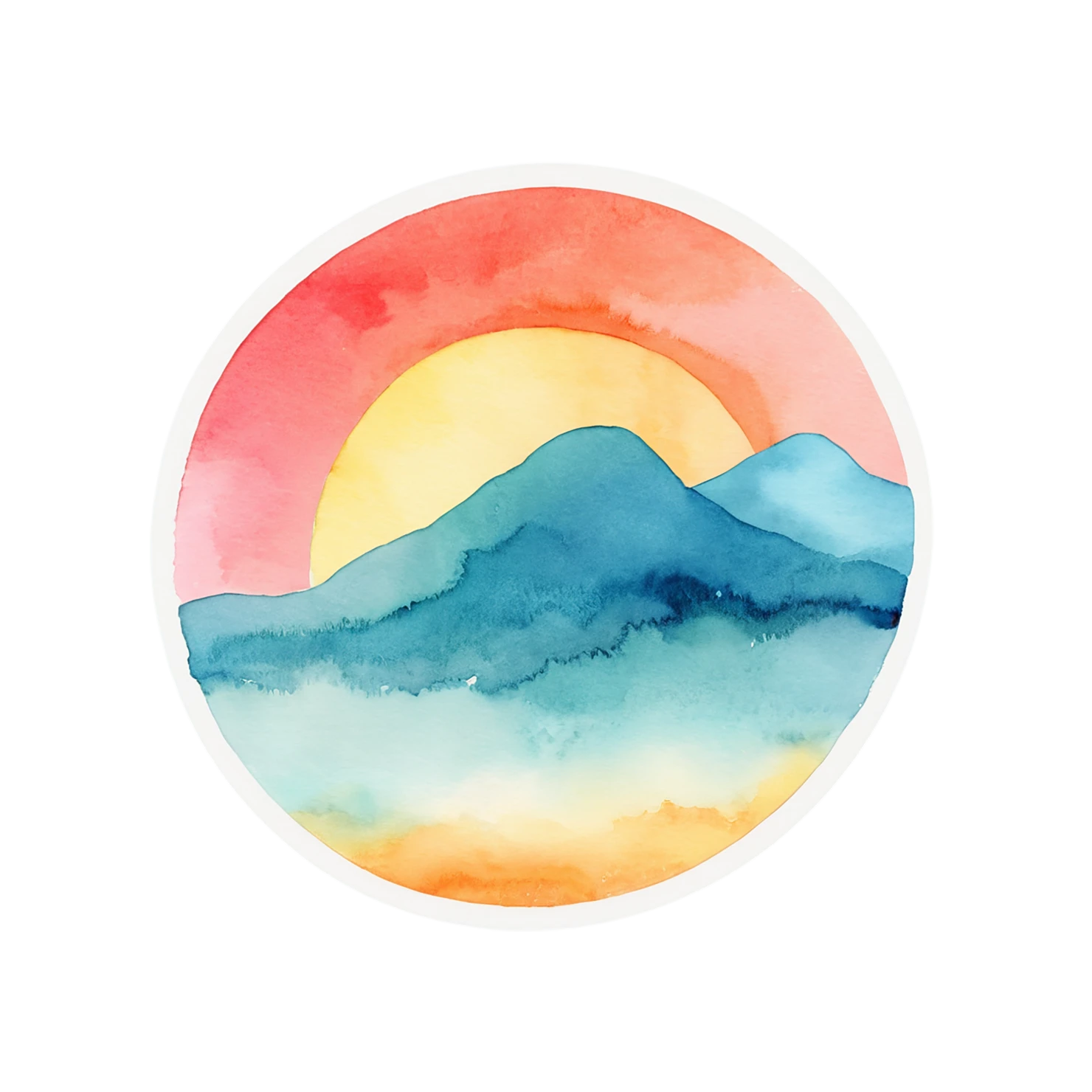 Sunset watercolor sticker isolated on transparent background #22610
