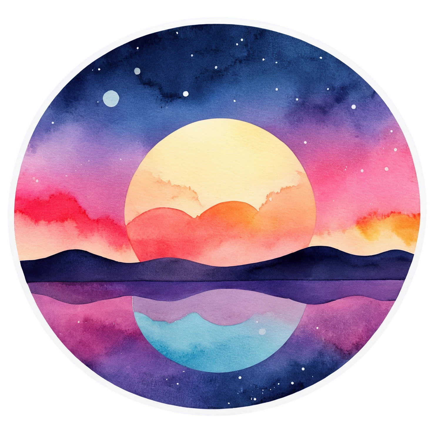 Sunset watercolor sticker isolated on transparent background #22611