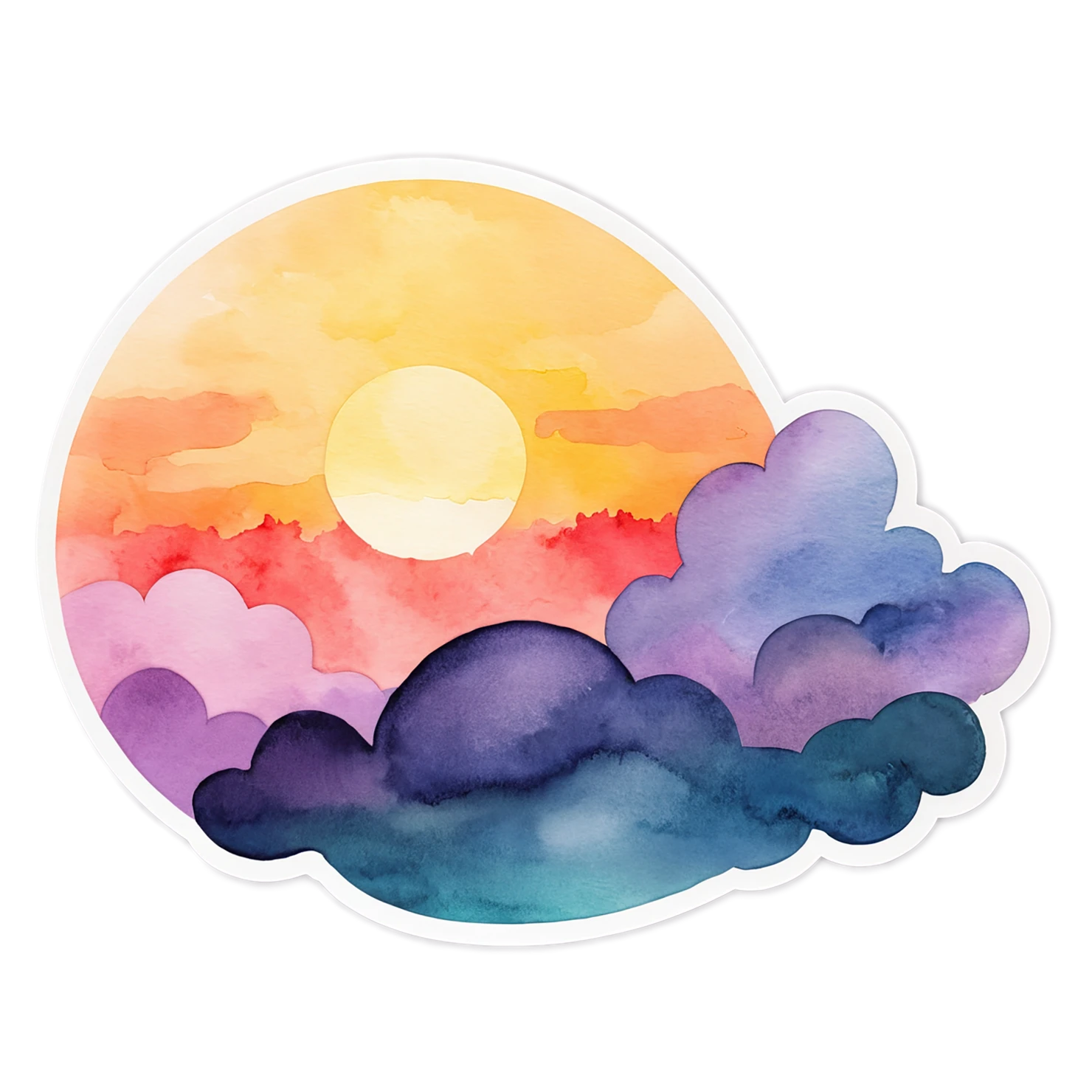 Sunset watercolor sticker isolated on transparent background #22612