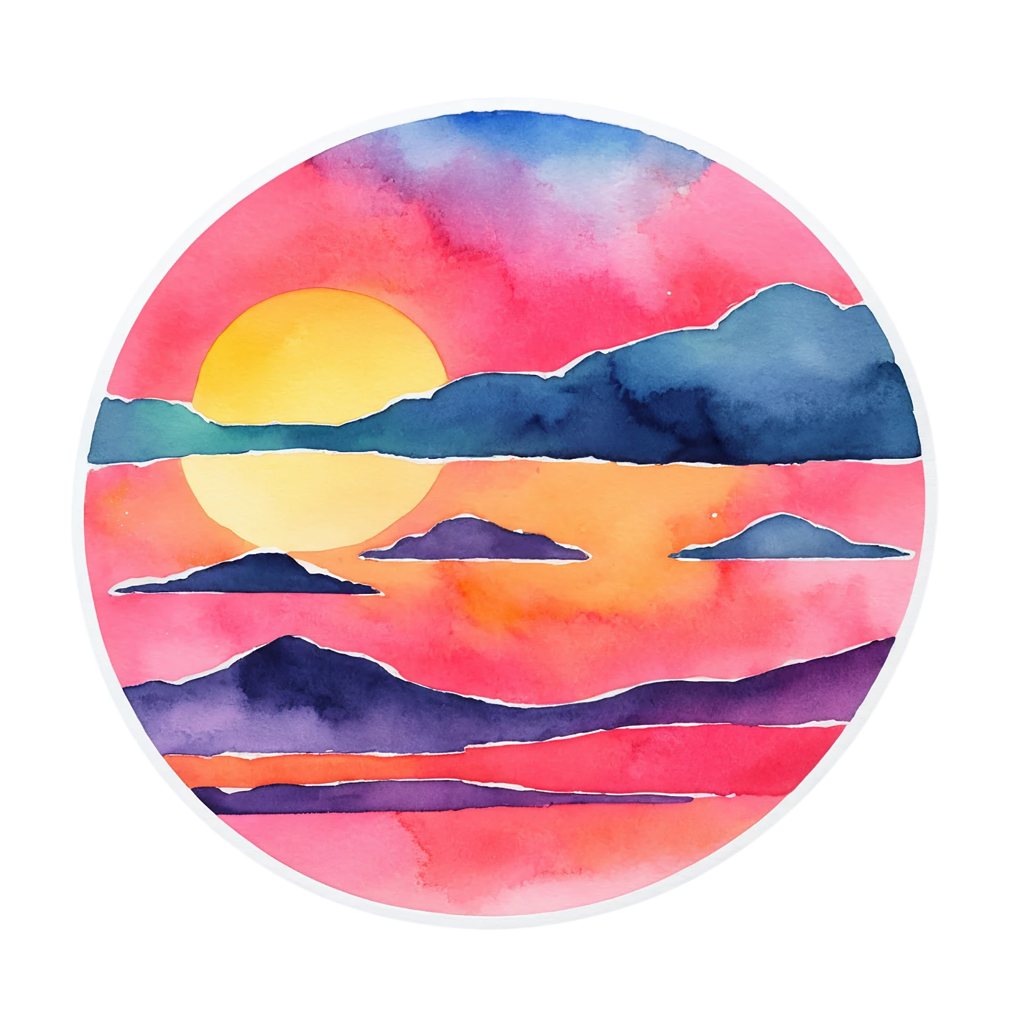 Sunset watercolor sticker isolated on transparent background #22613