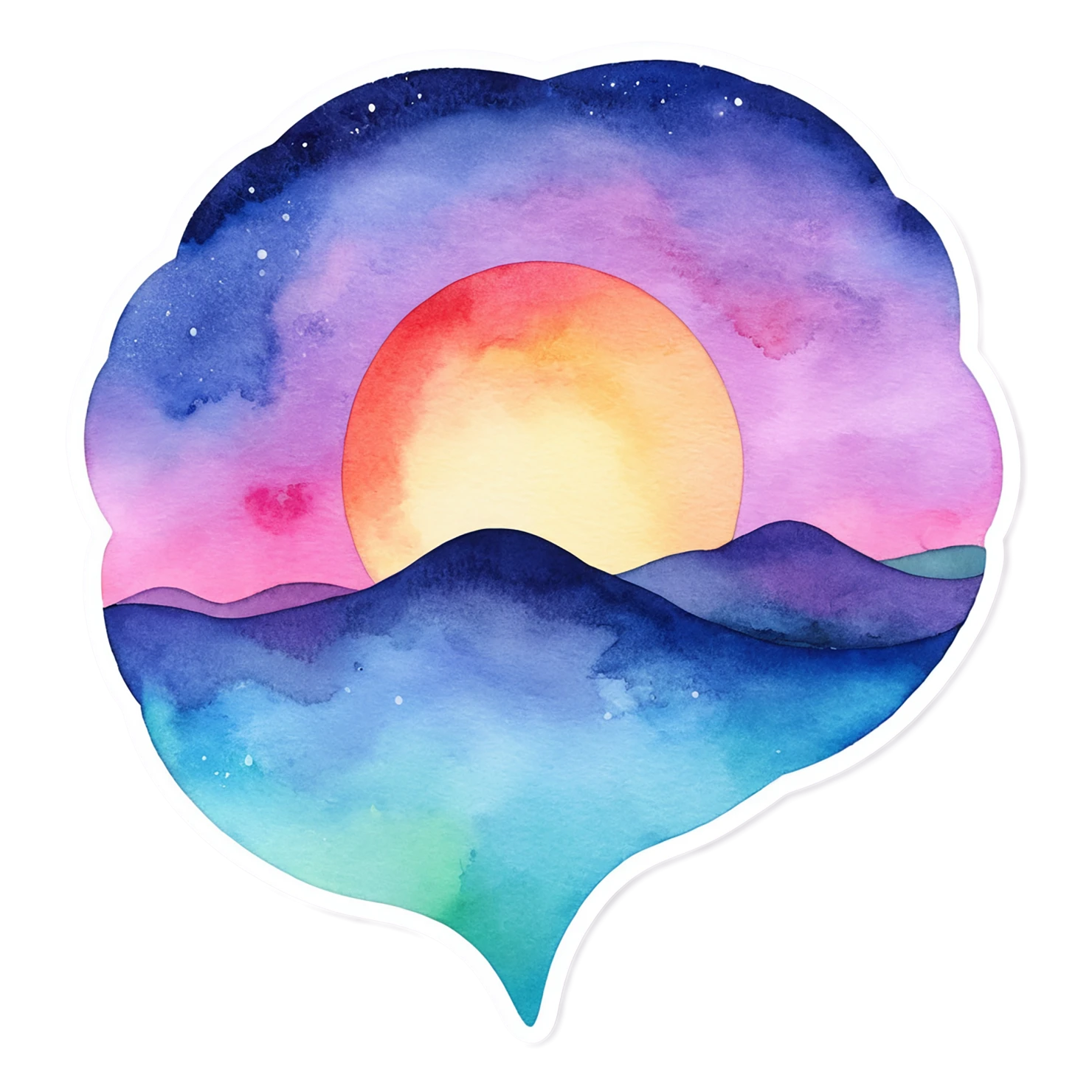 Sunset watercolor sticker isolated on transparent background #22614