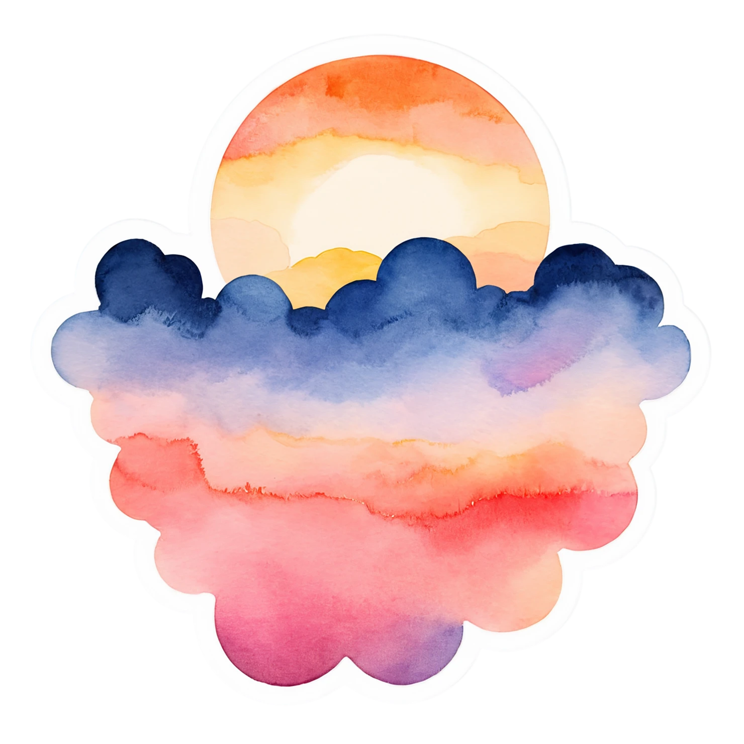Sunset watercolor sticker isolated on transparent background #22615