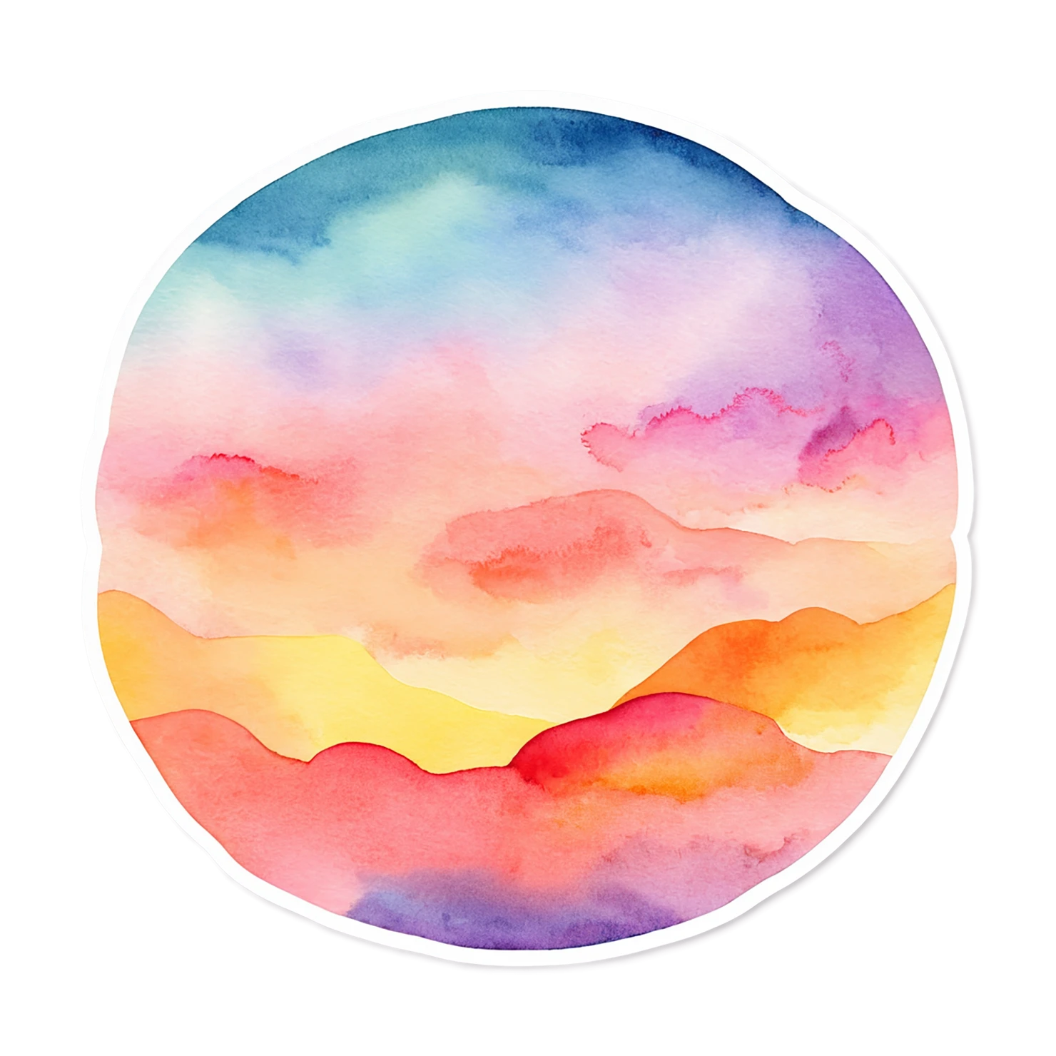 Sunset watercolor sticker isolated on transparent background #22617
