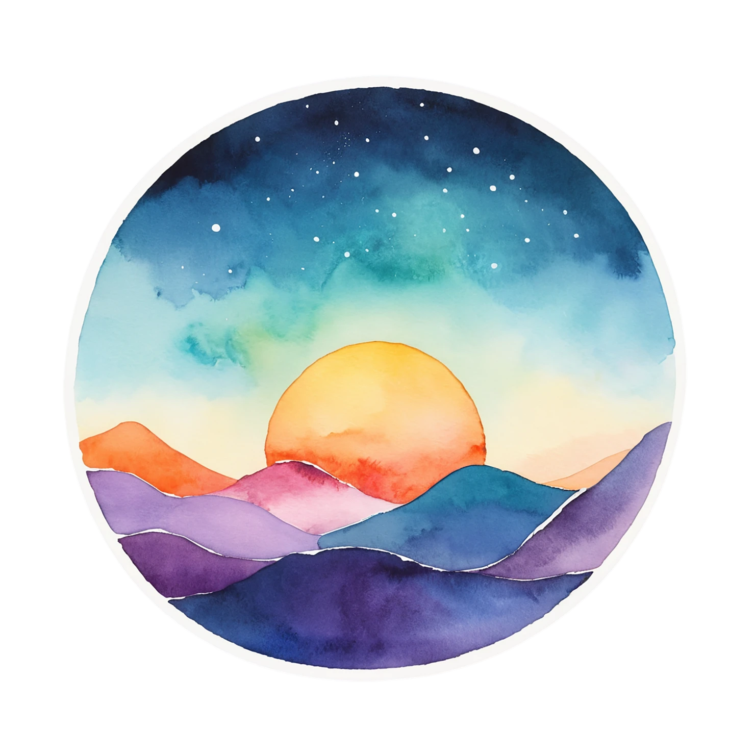 Sunset watercolor sticker isolated on transparent background #22618