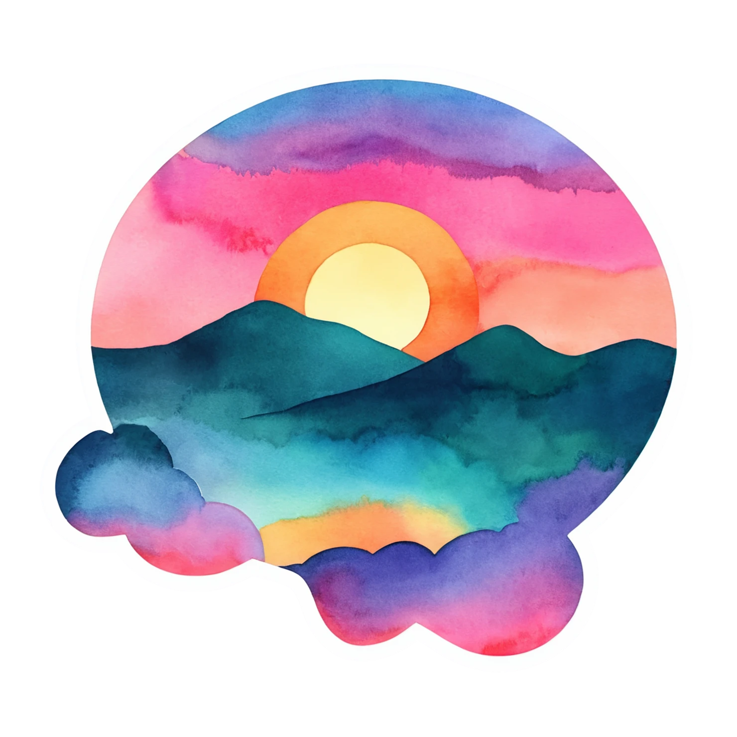 Sunset watercolor sticker isolated on transparent background #22620