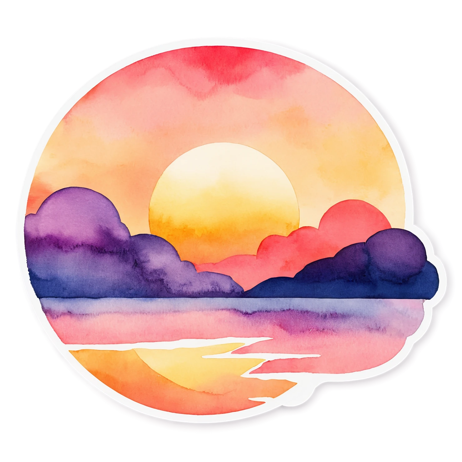 Sunset watercolor sticker isolated on transparent background #22621