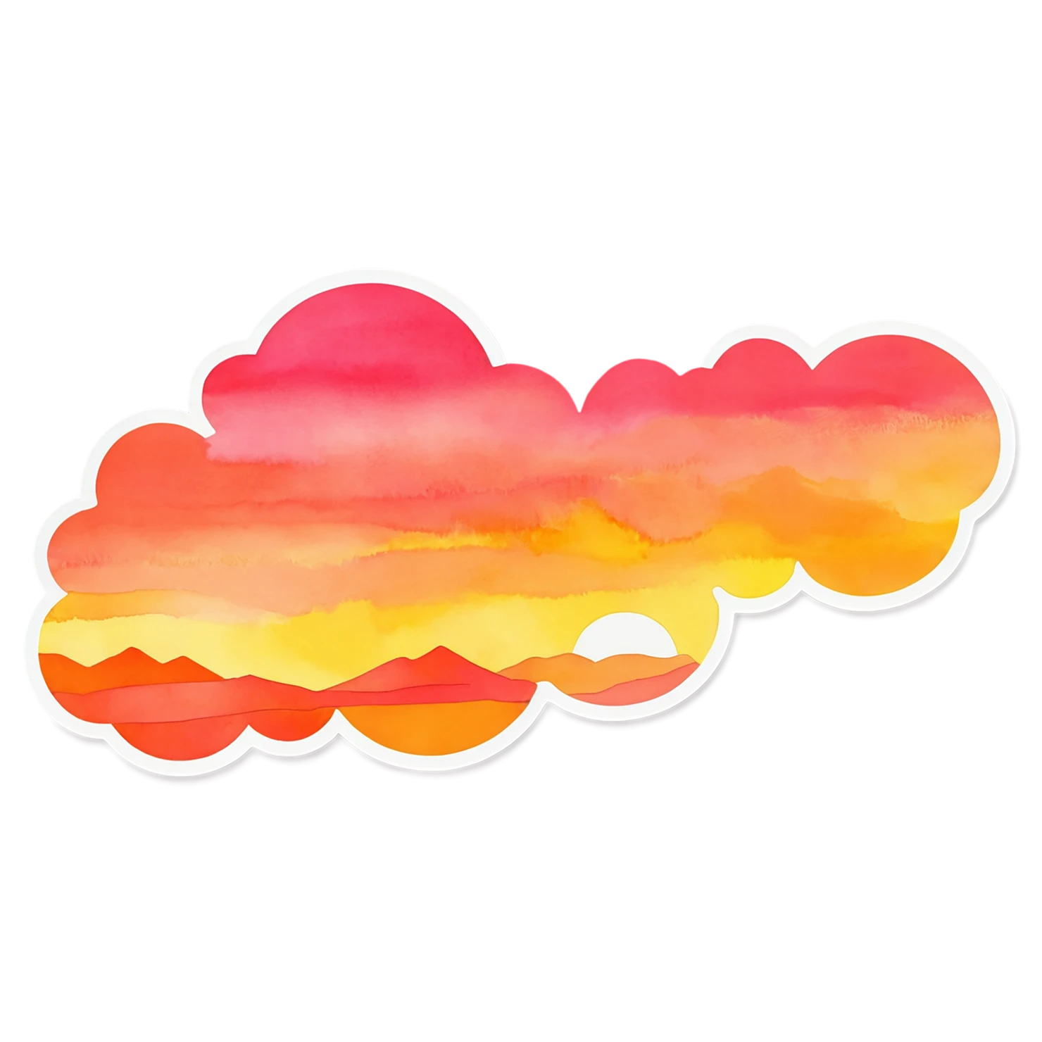 Sunset watercolor sticker isolated on transparent background #22622