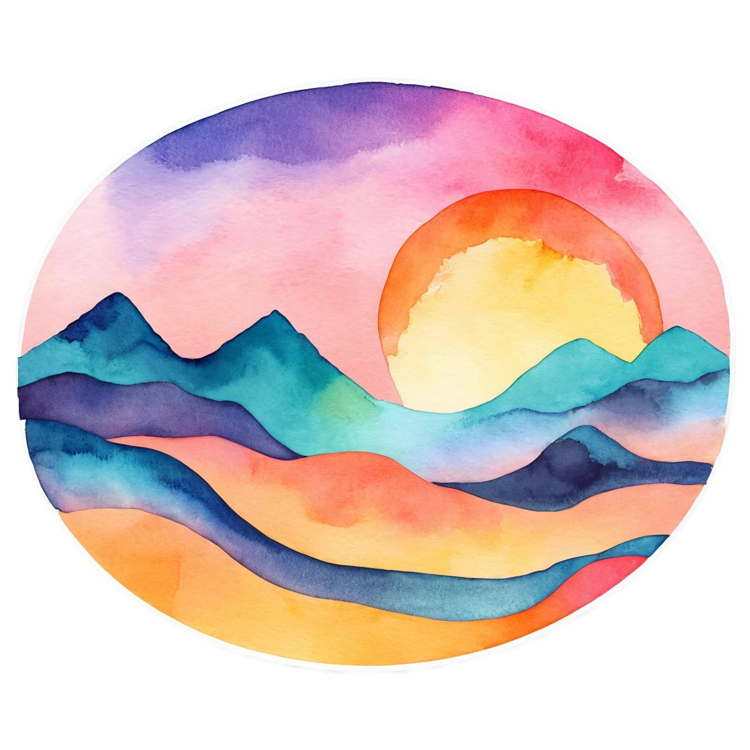 Sunset watercolor sticker isolated on transparent background #22623