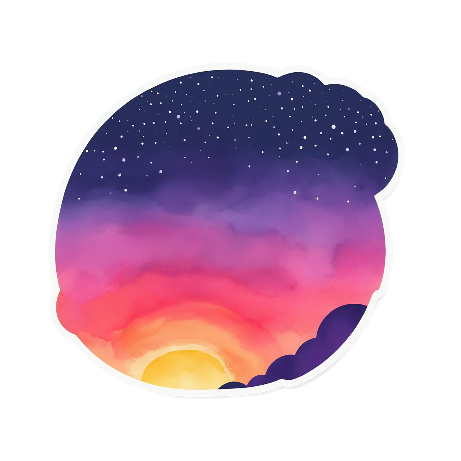 Sunset watercolor sticker isolated on transparent background #22624