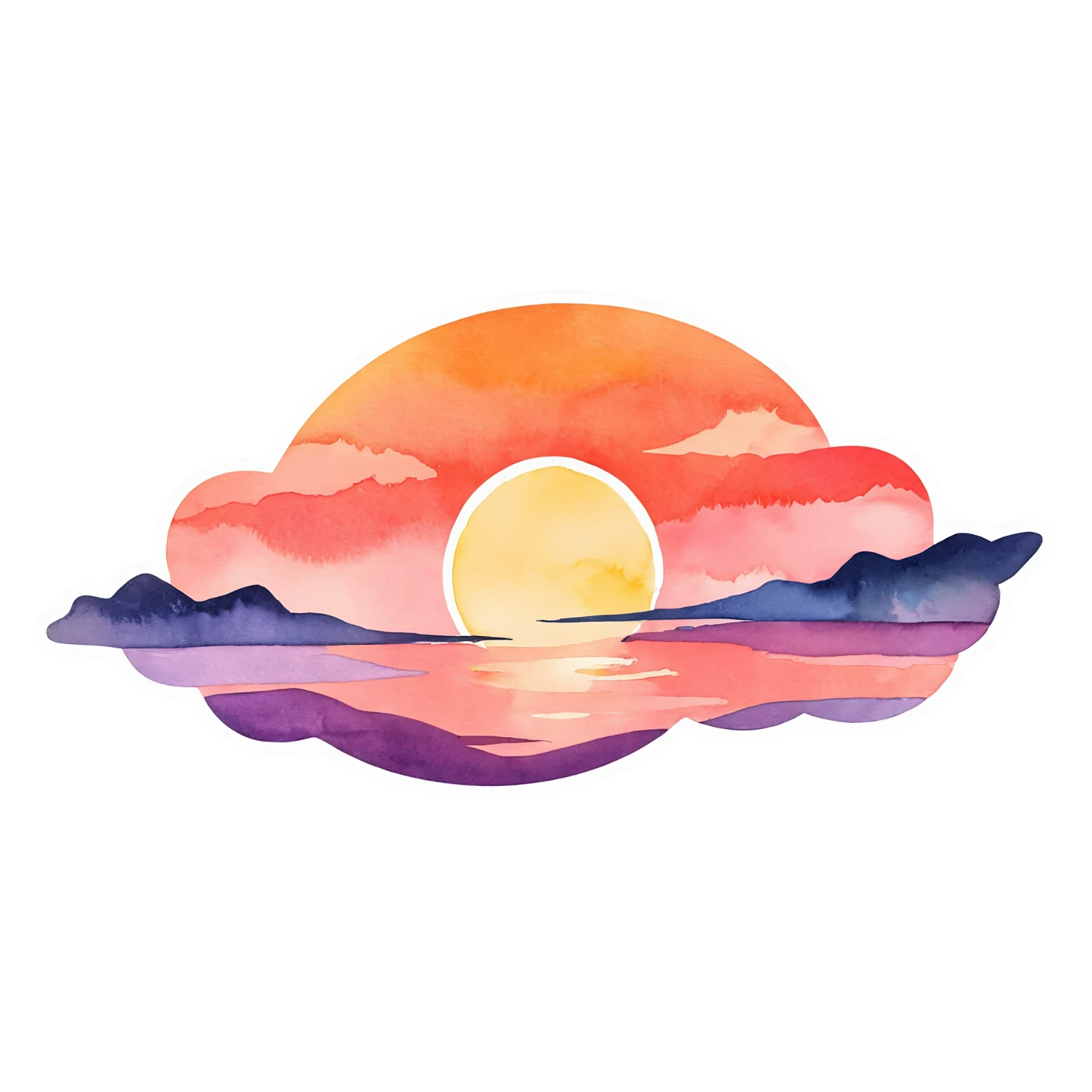 Sunset watercolor sticker isolated on transparent background #22625