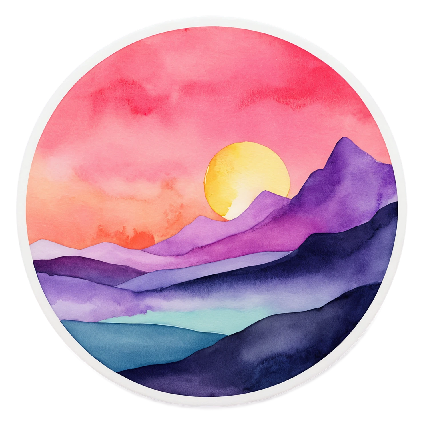 Sunset watercolor sticker isolated on transparent background #22626