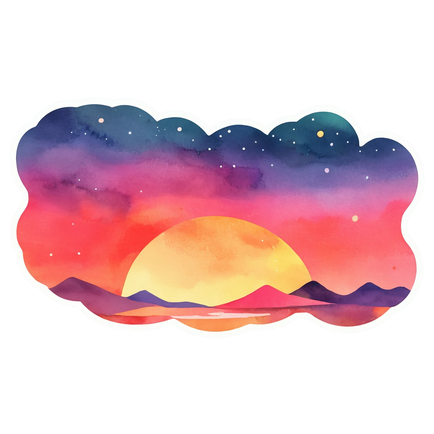 Sunset watercolor sticker isolated on transparent background #22627