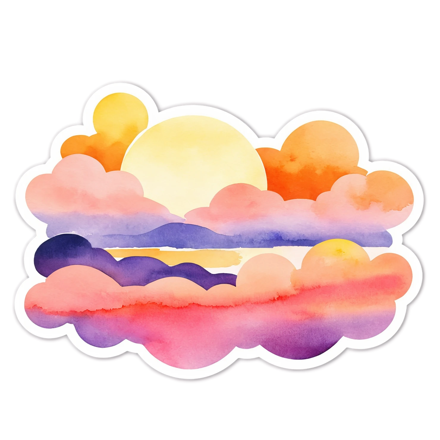 Sunset watercolor sticker isolated on transparent background #22628