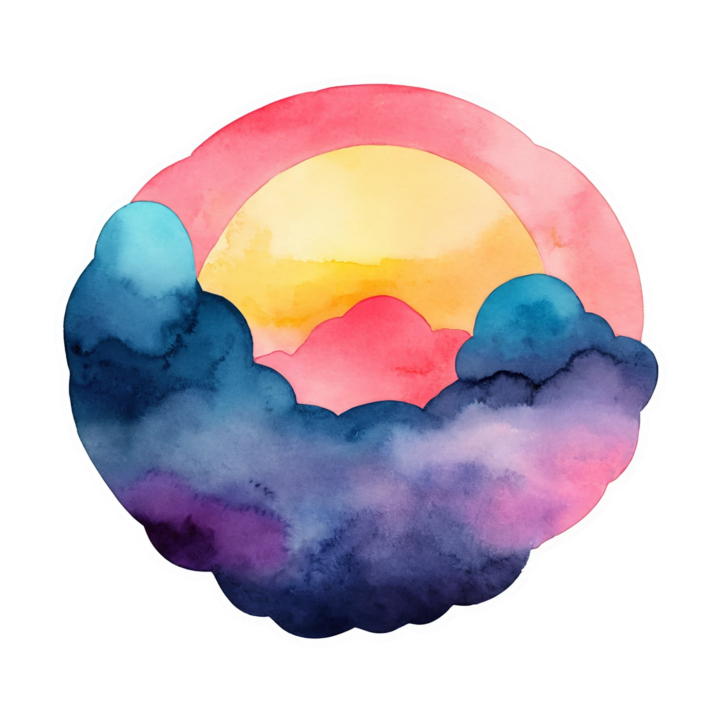 Sunset watercolor sticker isolated on transparent background #22629