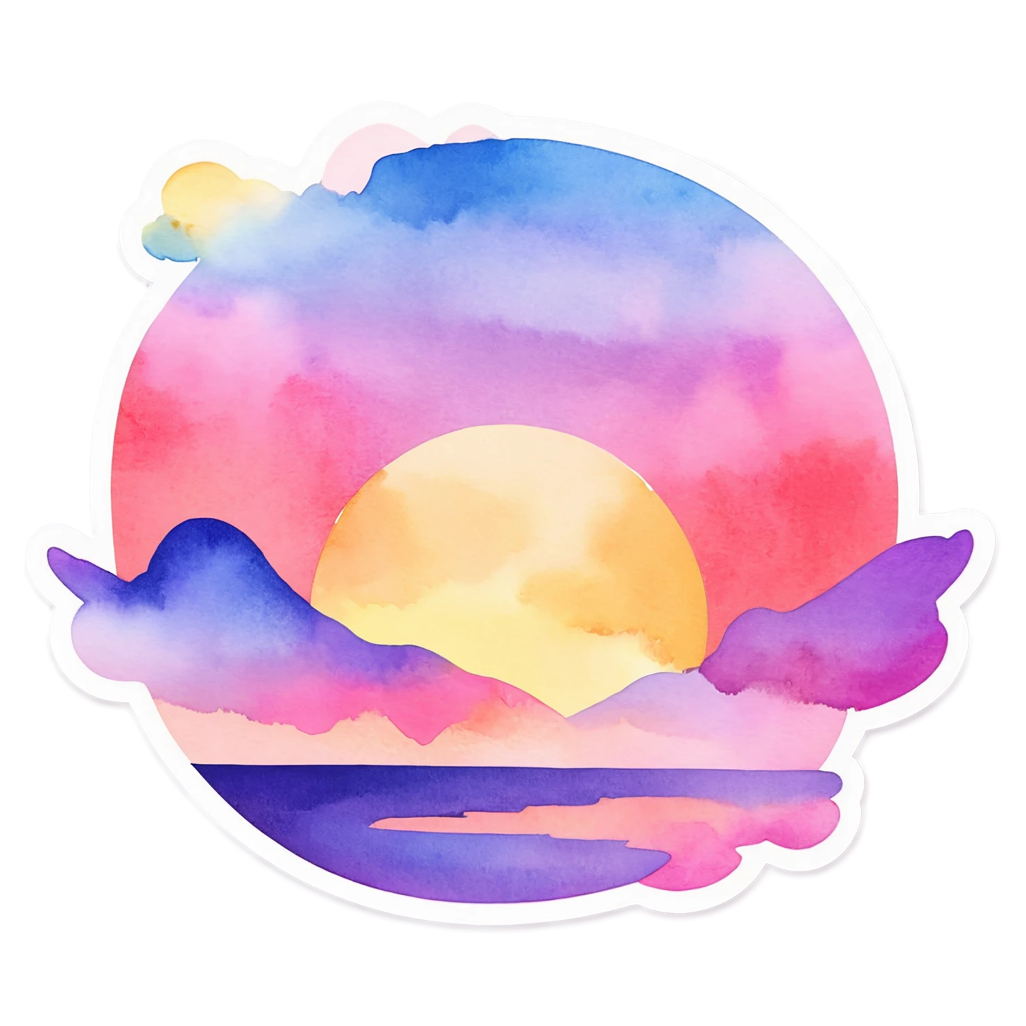 Sunset watercolor sticker isolated on transparent background #22631
