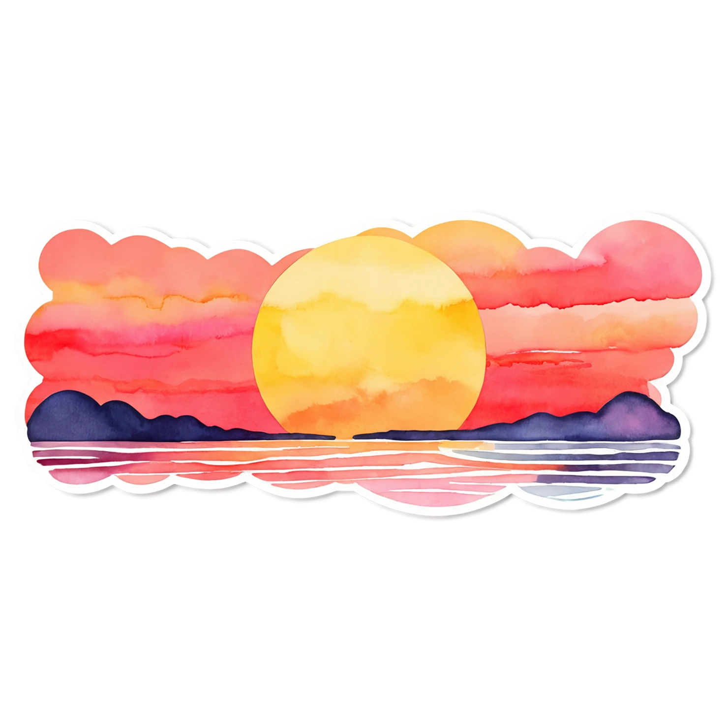 Sunset watercolor sticker isolated on transparent background #22633